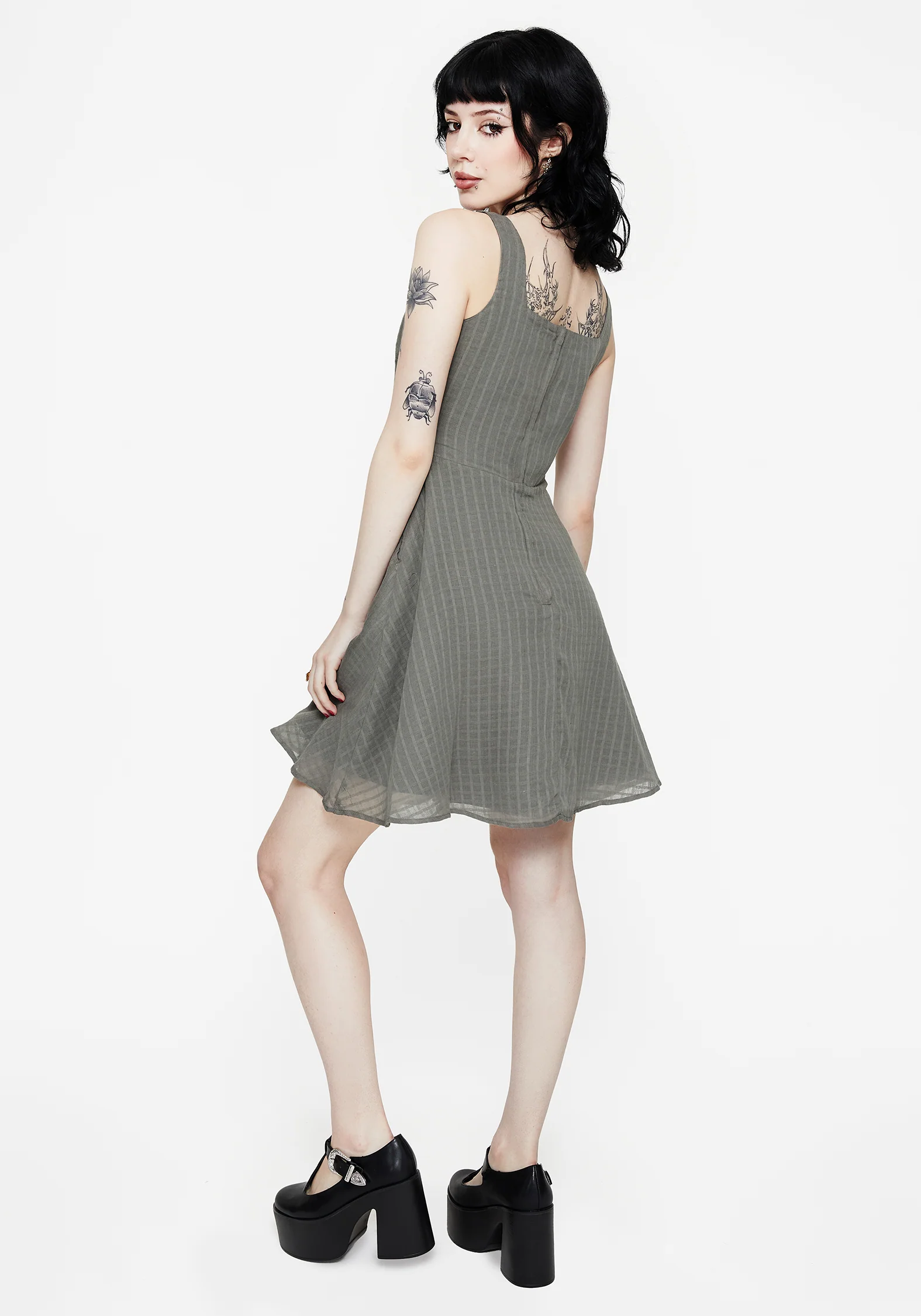 Koax Cotton Embroidered Pinafore Mini Dress - Image 3