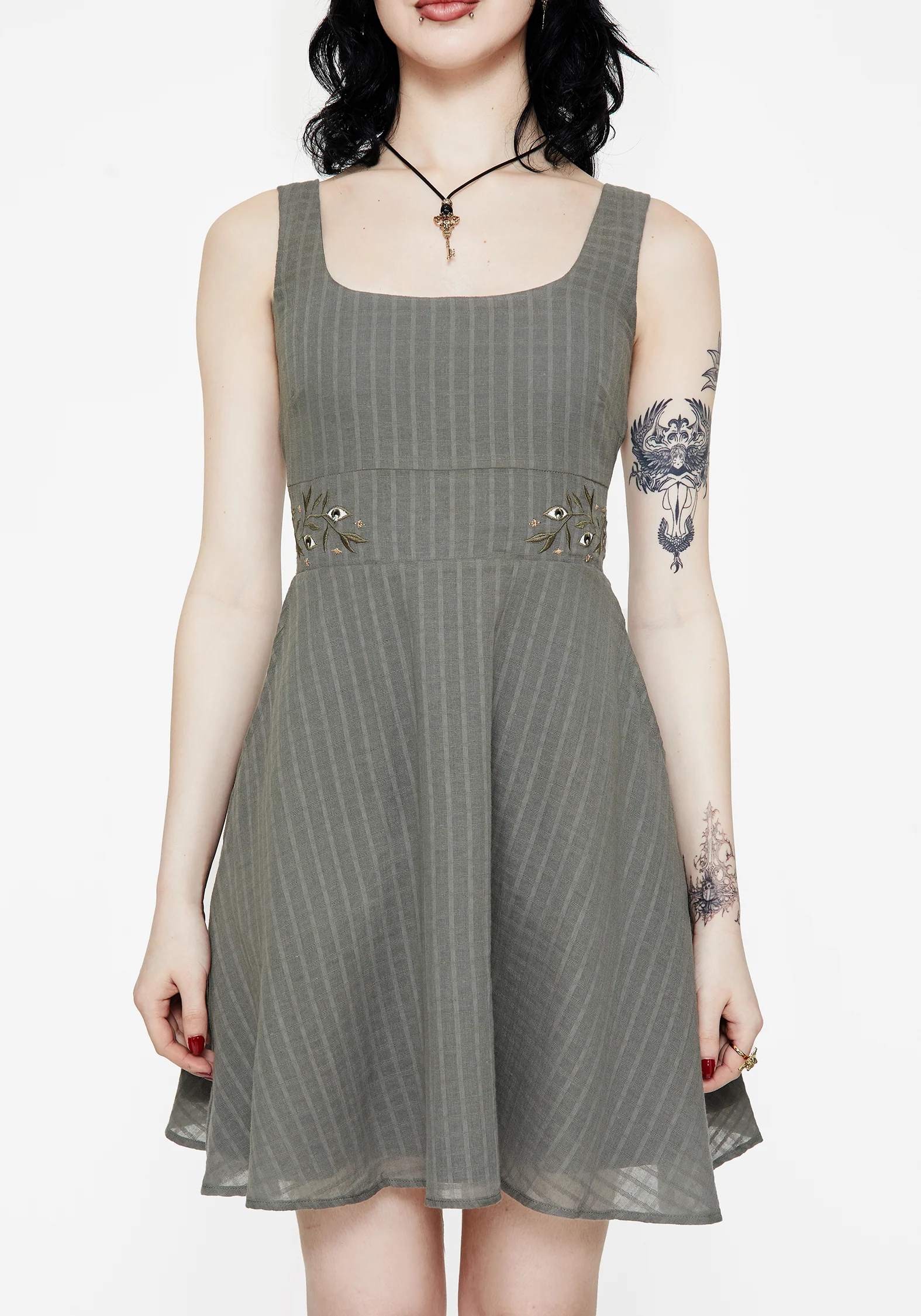 Koax Cotton Embroidered Pinafore Mini Dress - Image 5