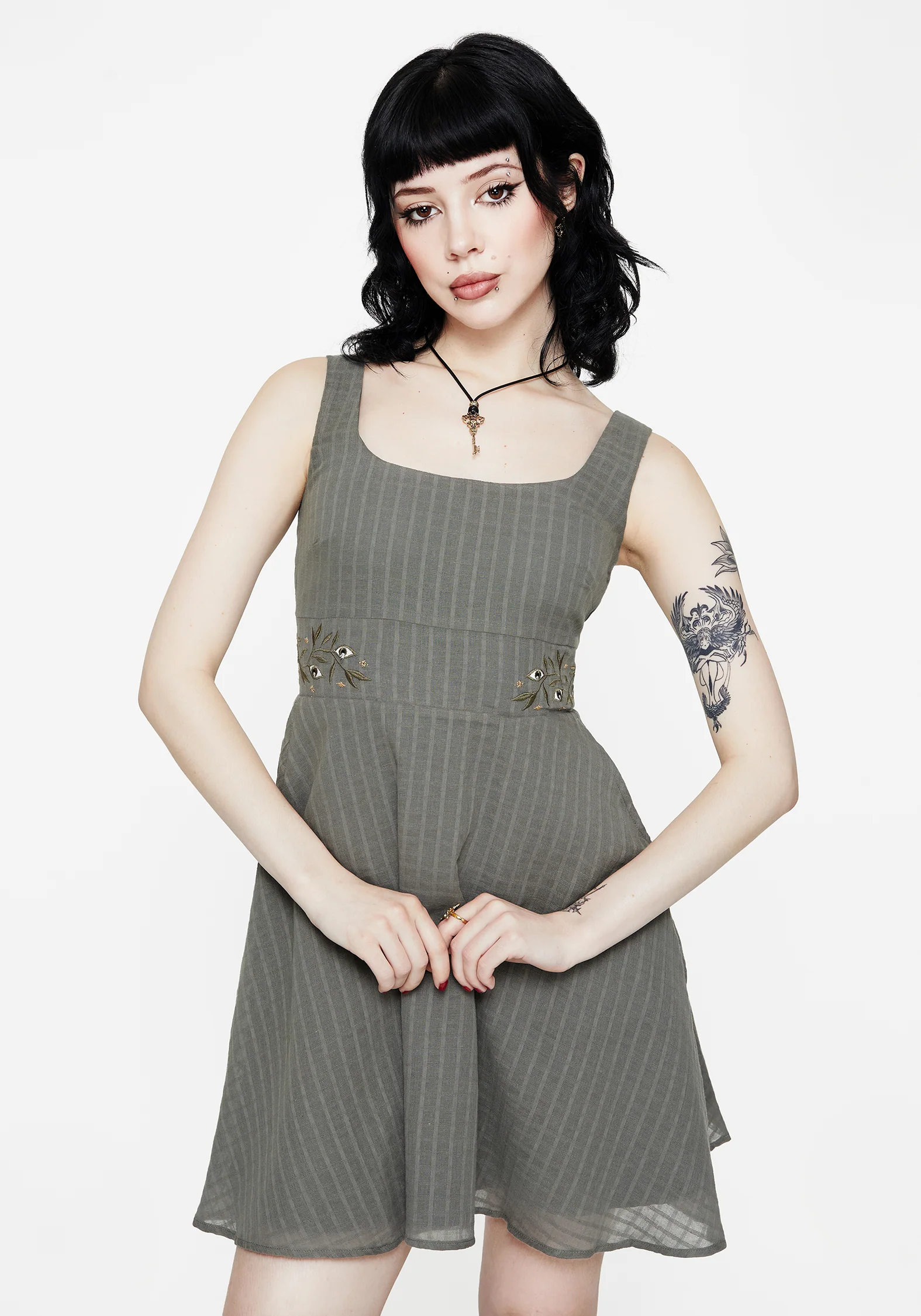 Koax Cotton Embroidered Pinafore Mini Dress - Image 6