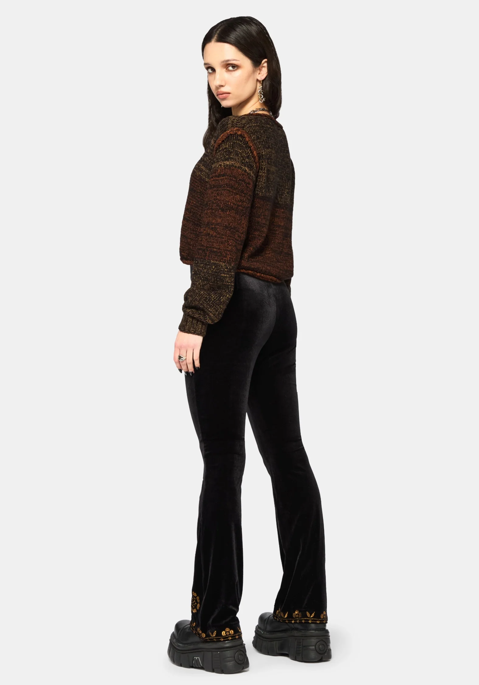 Kobra Velour Embroidered Flare Trouser - Image 3