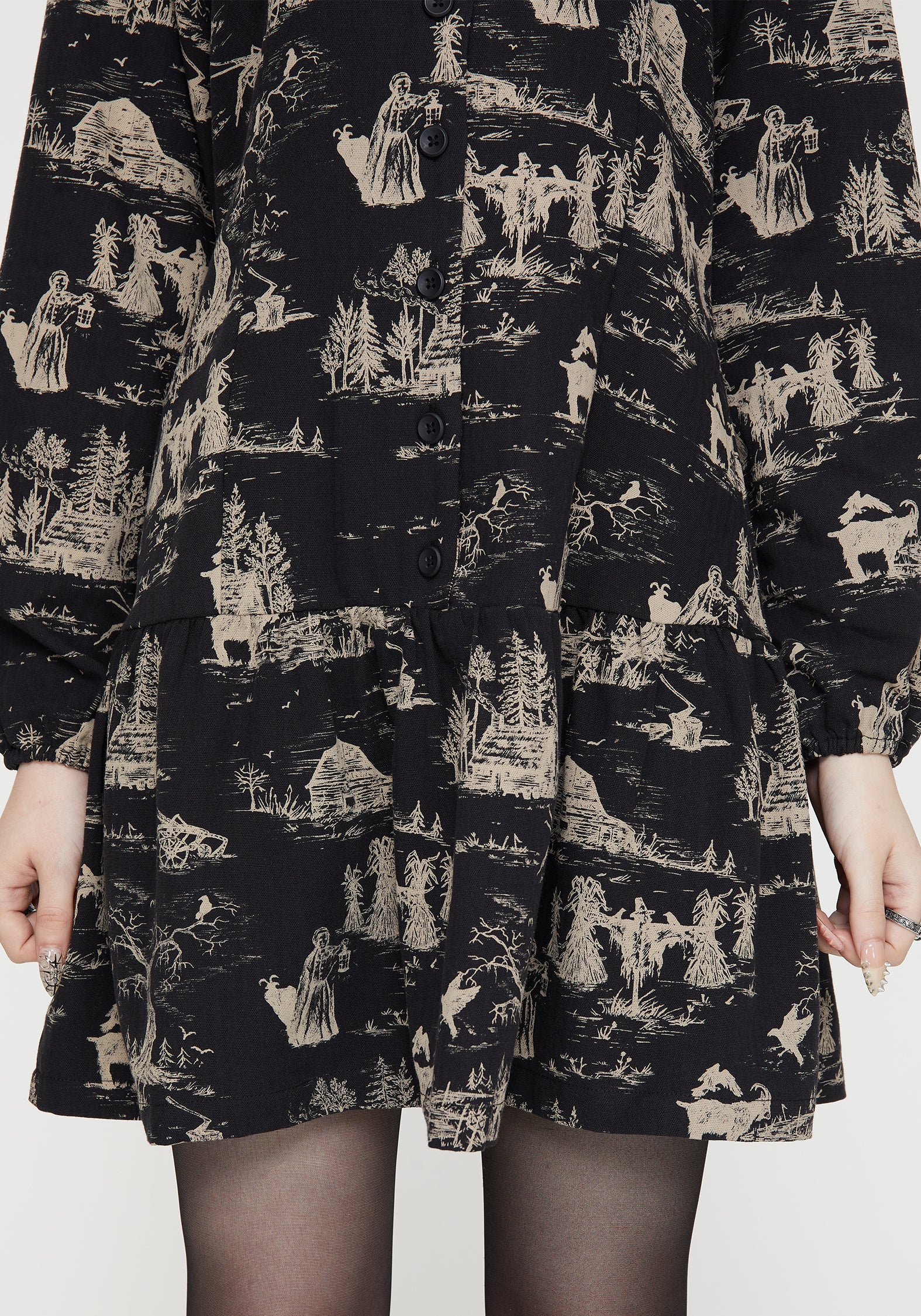 Lacelle Cotton Button Up Long Sleeve Mini Dress - Image 2