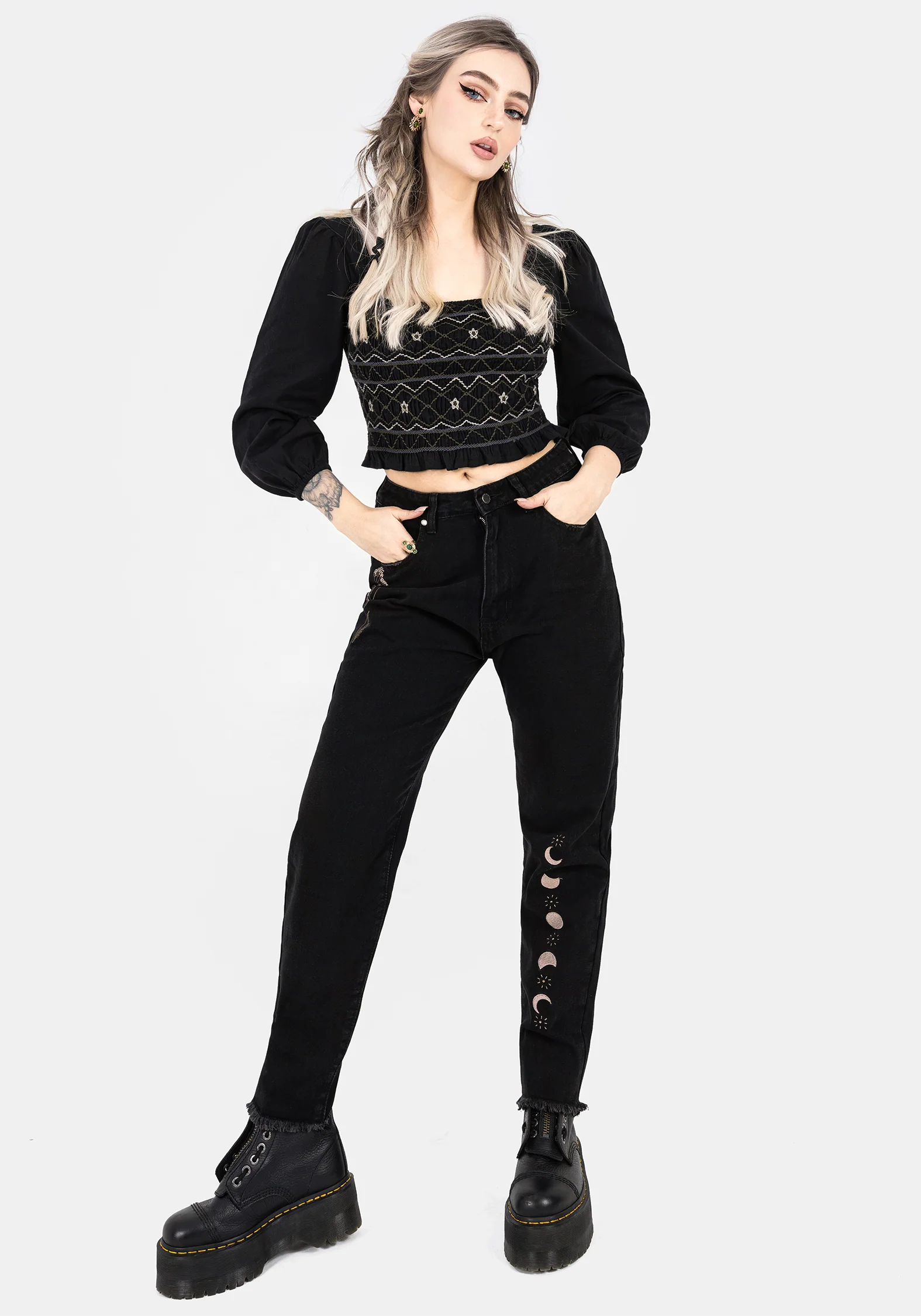Larissa Hand Embroidered Smocked Puff Sleeve Top - Image 4