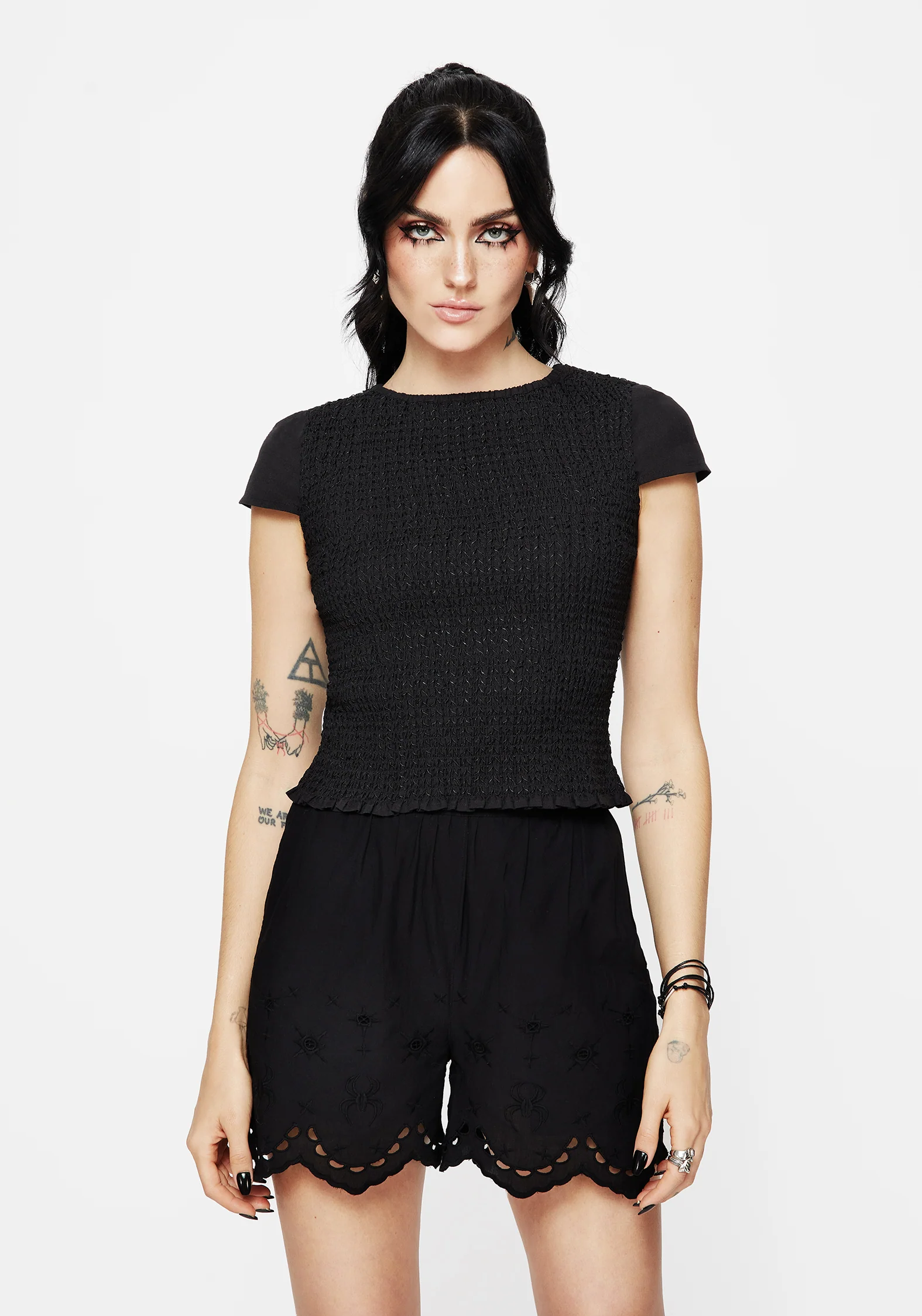 Litha Cotton Shirred Boat Neck Tee - Image 4