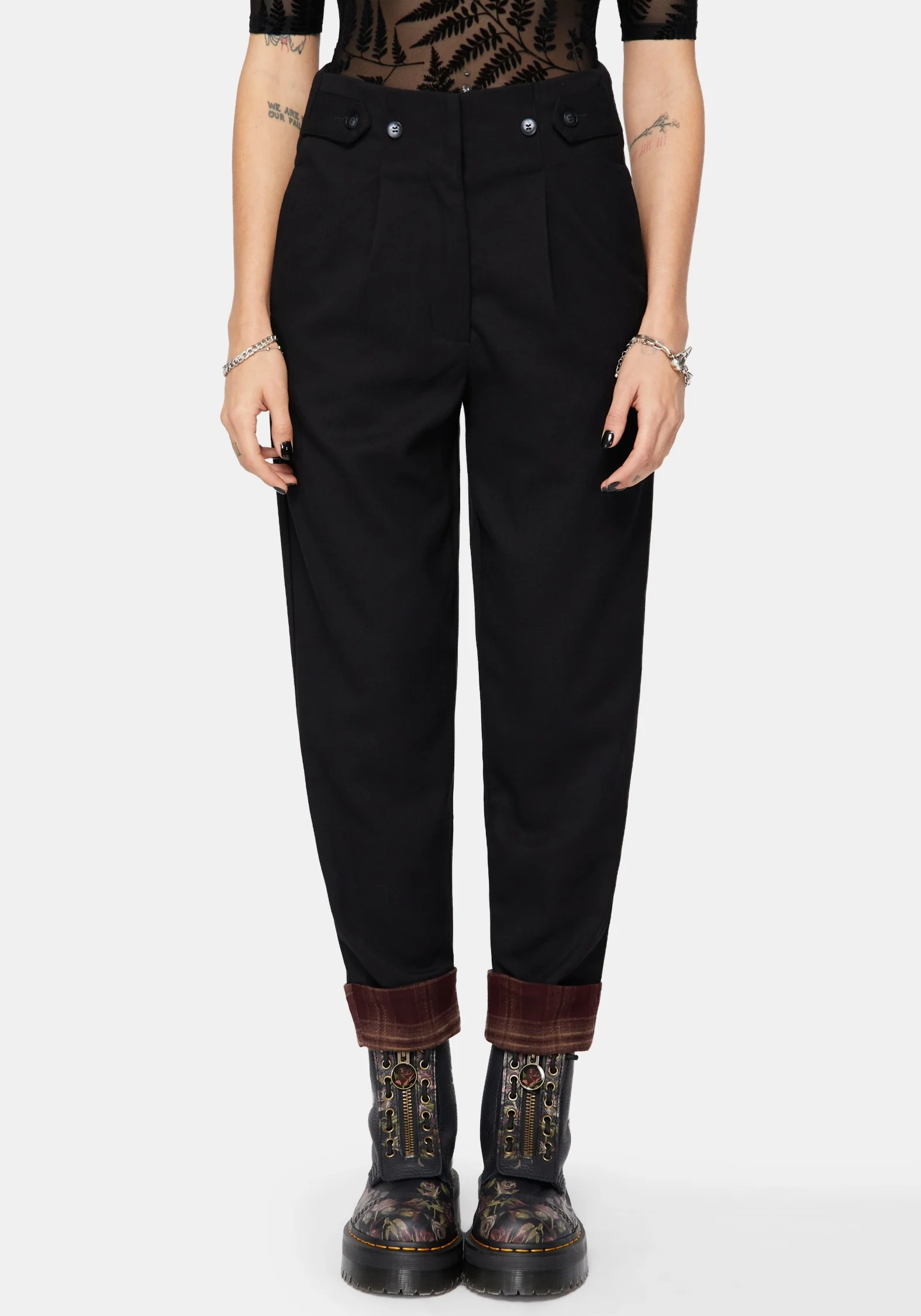 Loura Tapered Leg Check Turn Up Trouser