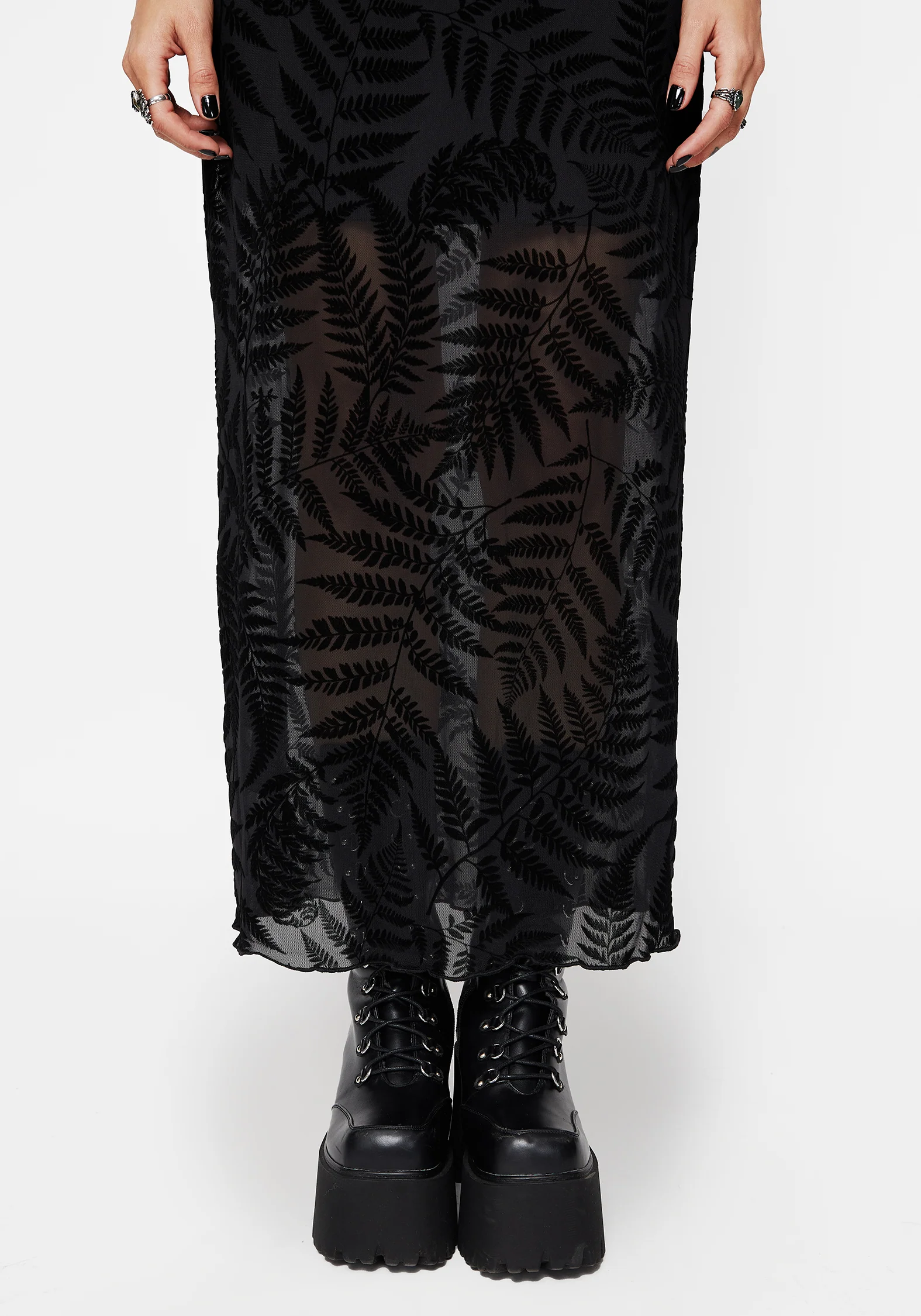 Lunafern Mesh Fern Leaf Midaxi Skirt - Image 2