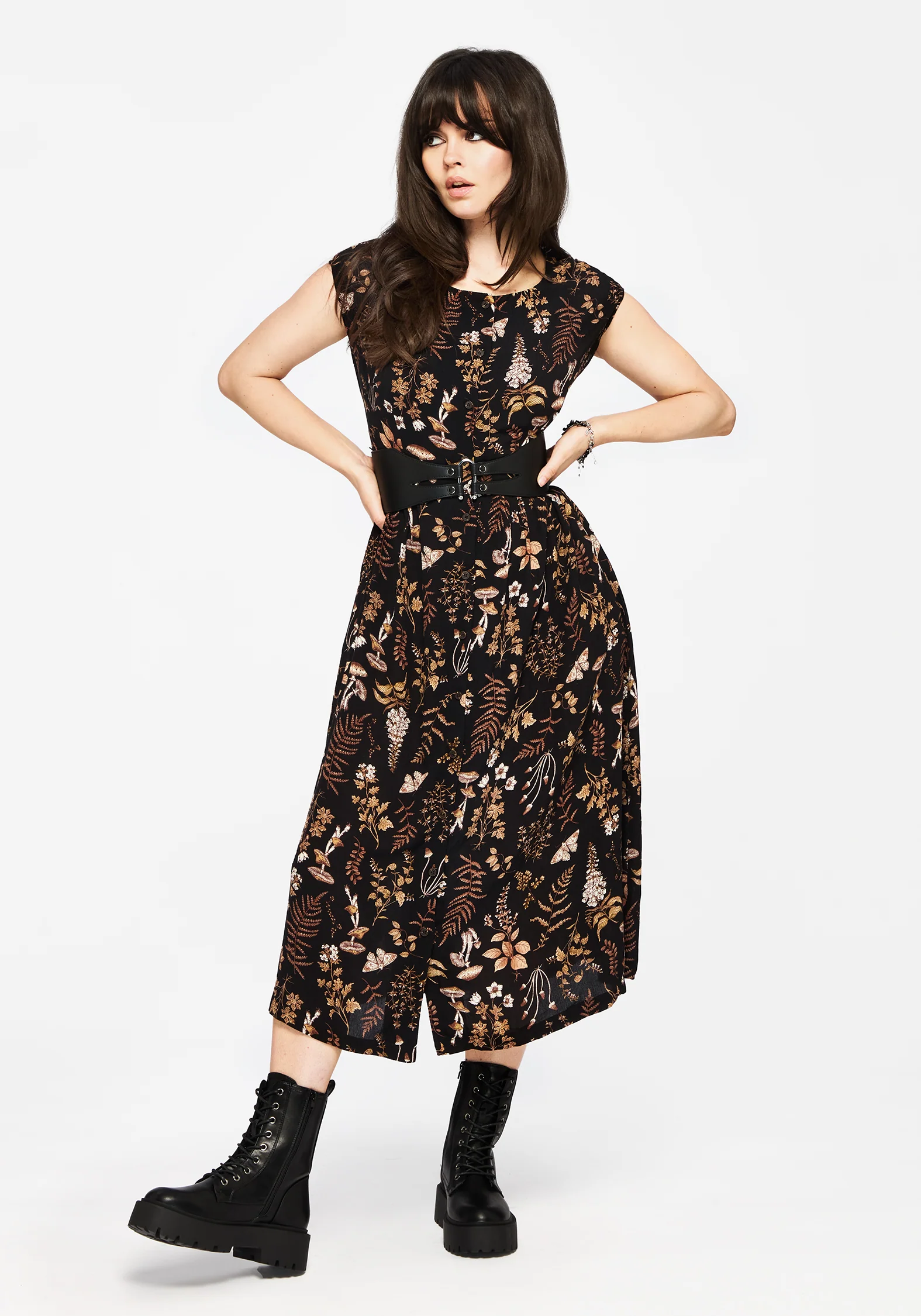 Luthien Crinkle Printed Button Up Midi Dress - Image 4