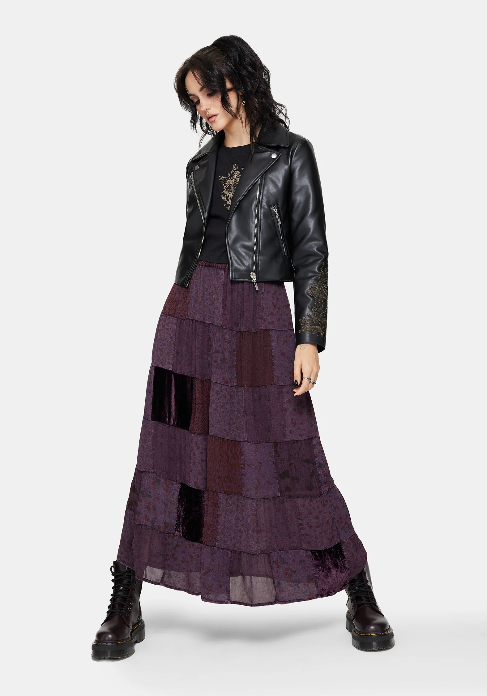 Mabel Floral Printed Patchwork Skirt - Image 8