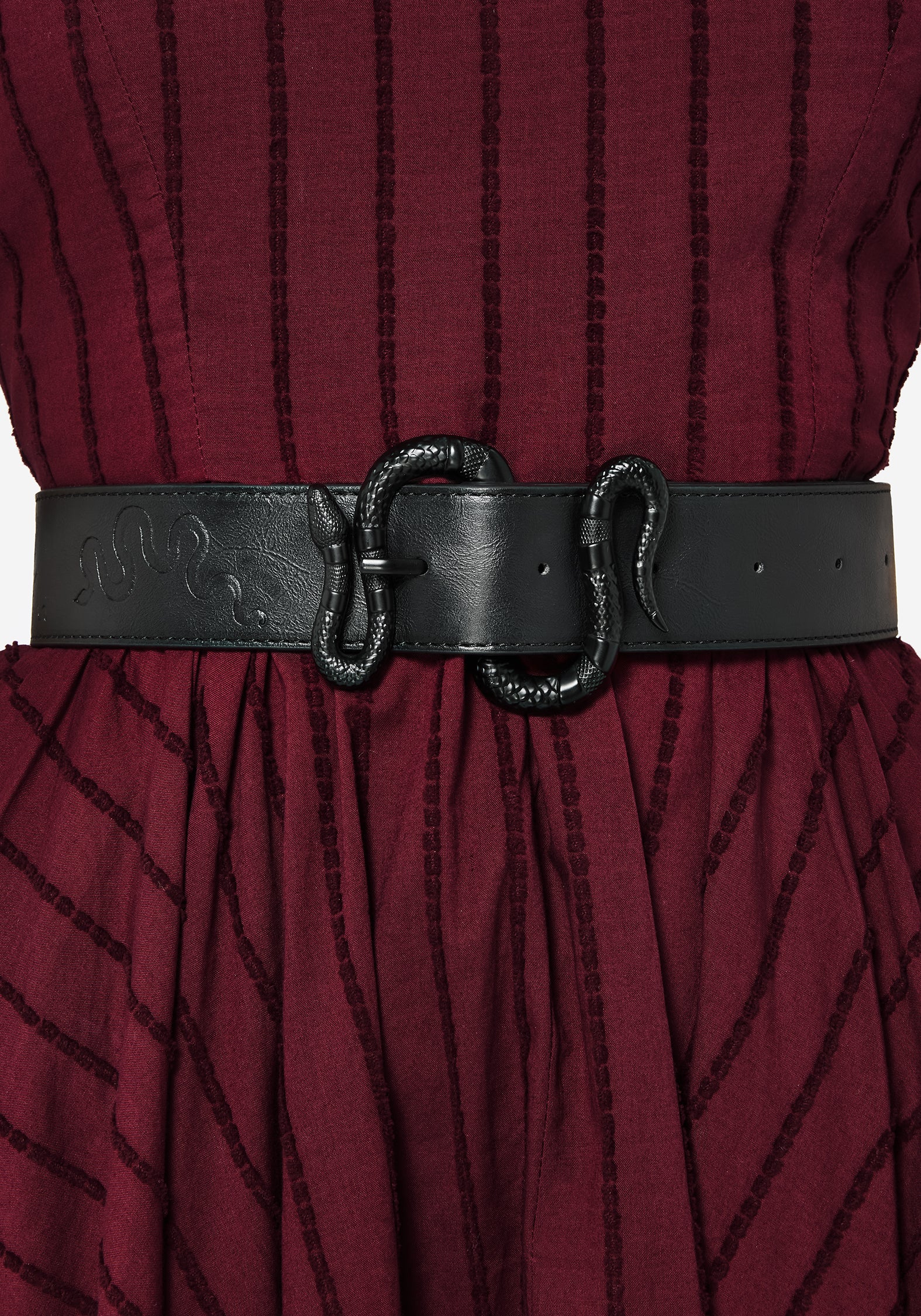 Mamba Debossed Belt With Snake Buckle - Black - Image 5
