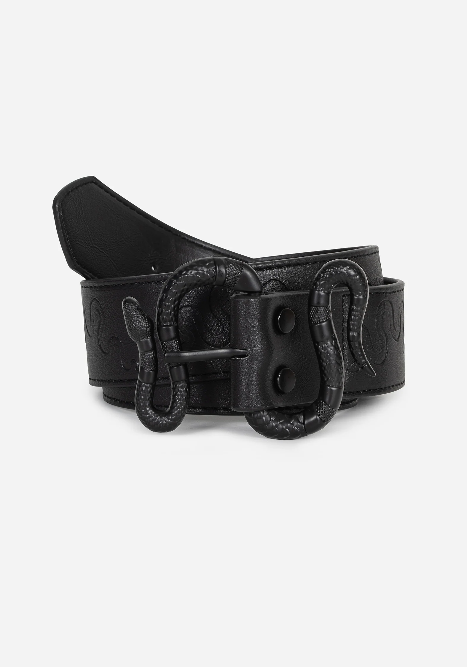 Mamba Debossed Belt With Snake Buckle - Black - Image 6