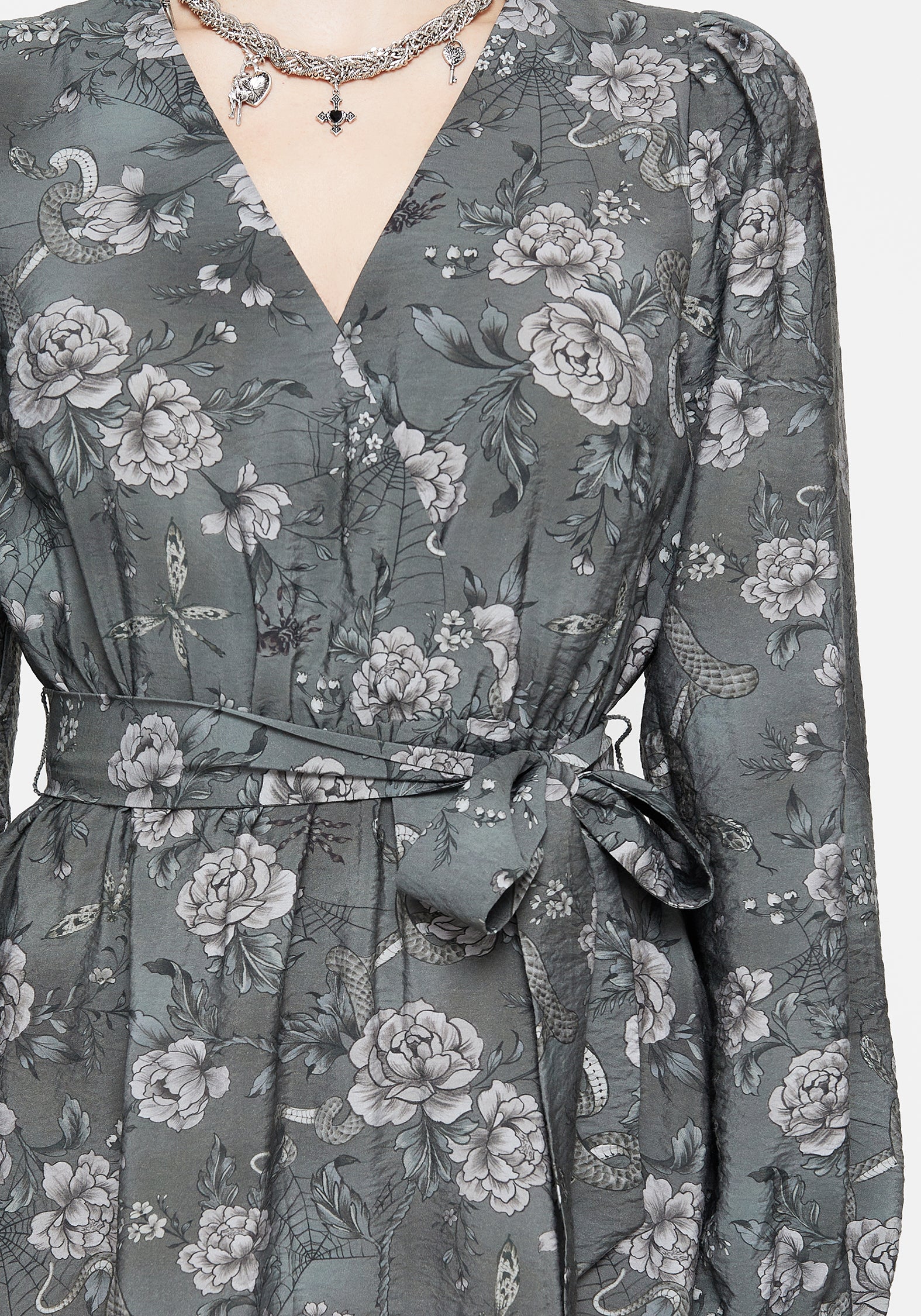 Meadow Floral Serpent Print Mini Wrap Dress - Image 2