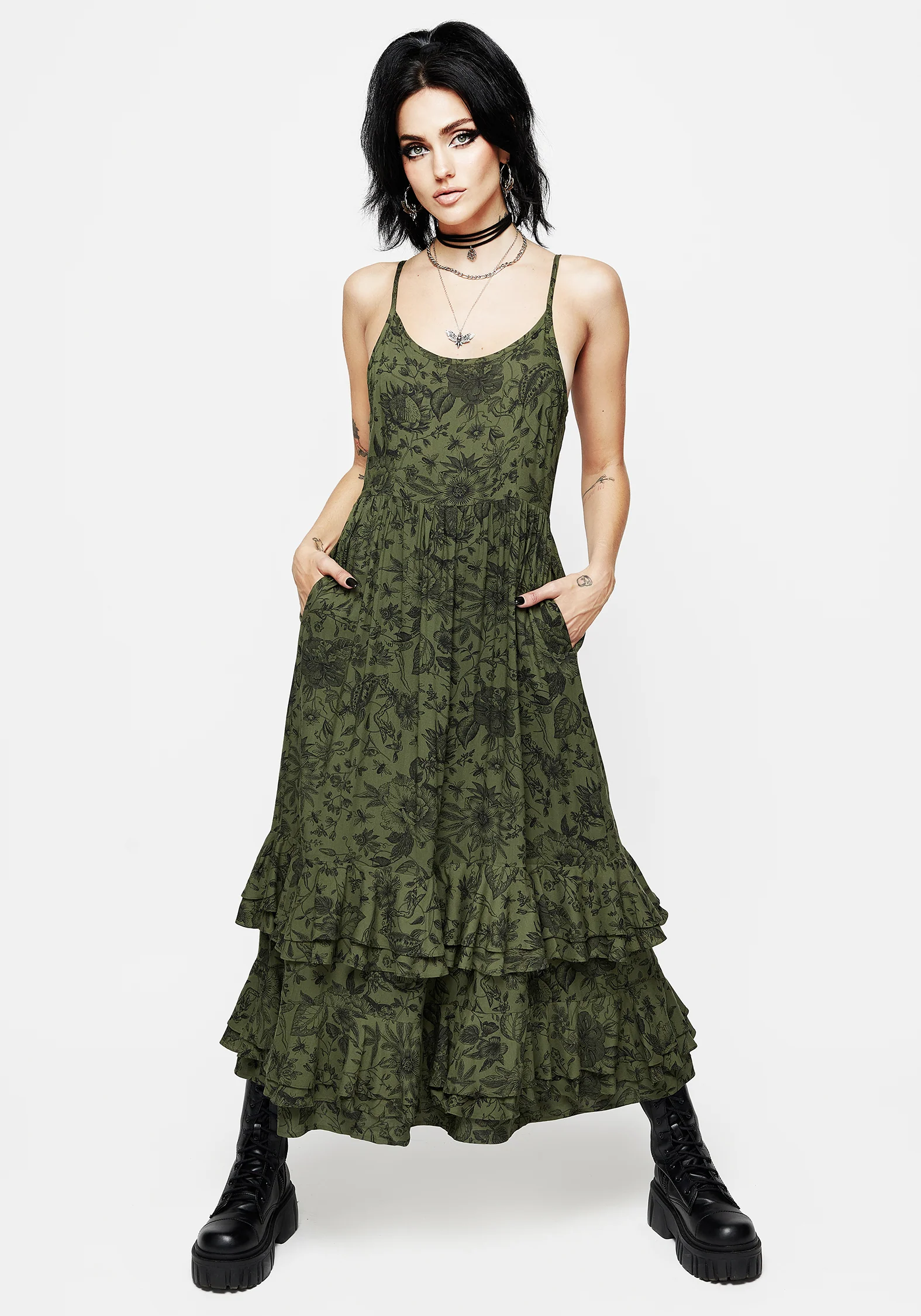 Meadowflowers Floral Print Tiered Midaxi Cami Dress