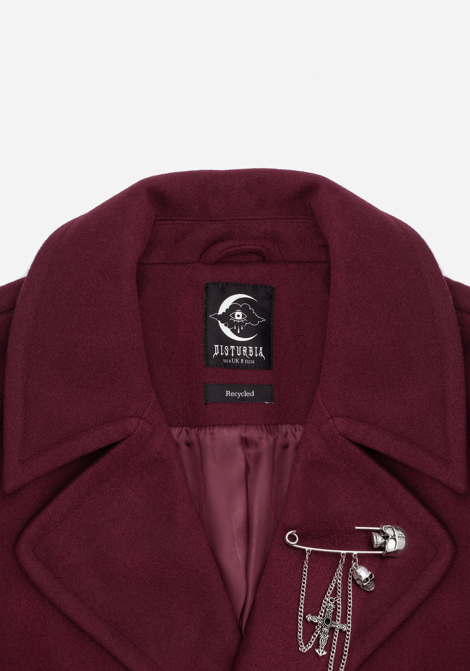 Meltdown Oversized Coat with Brooch - Red - Image 8