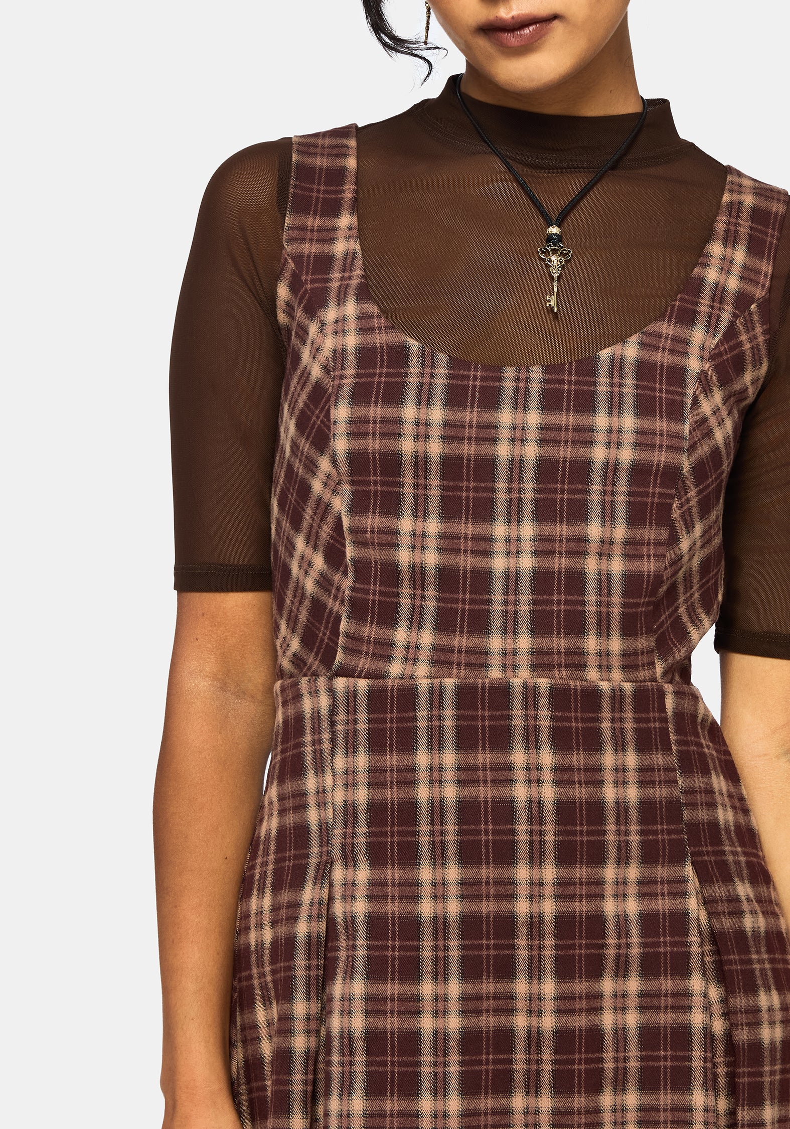 Milo Check Pinafore Mini Dress - Image 2