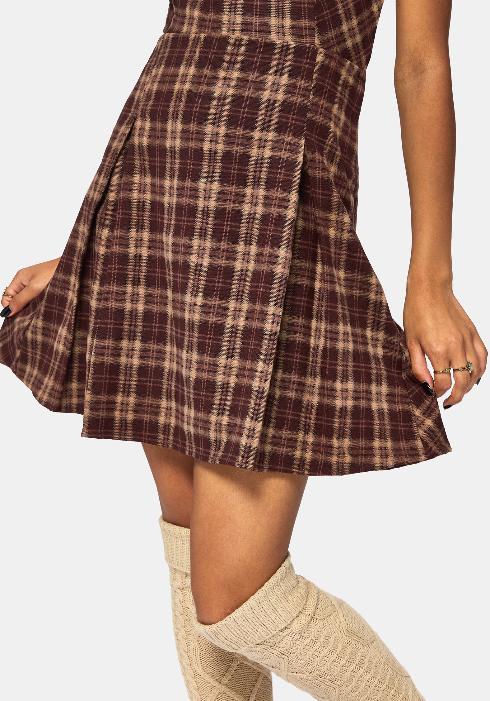 Milo Check Pinafore Mini Dress - Image 5