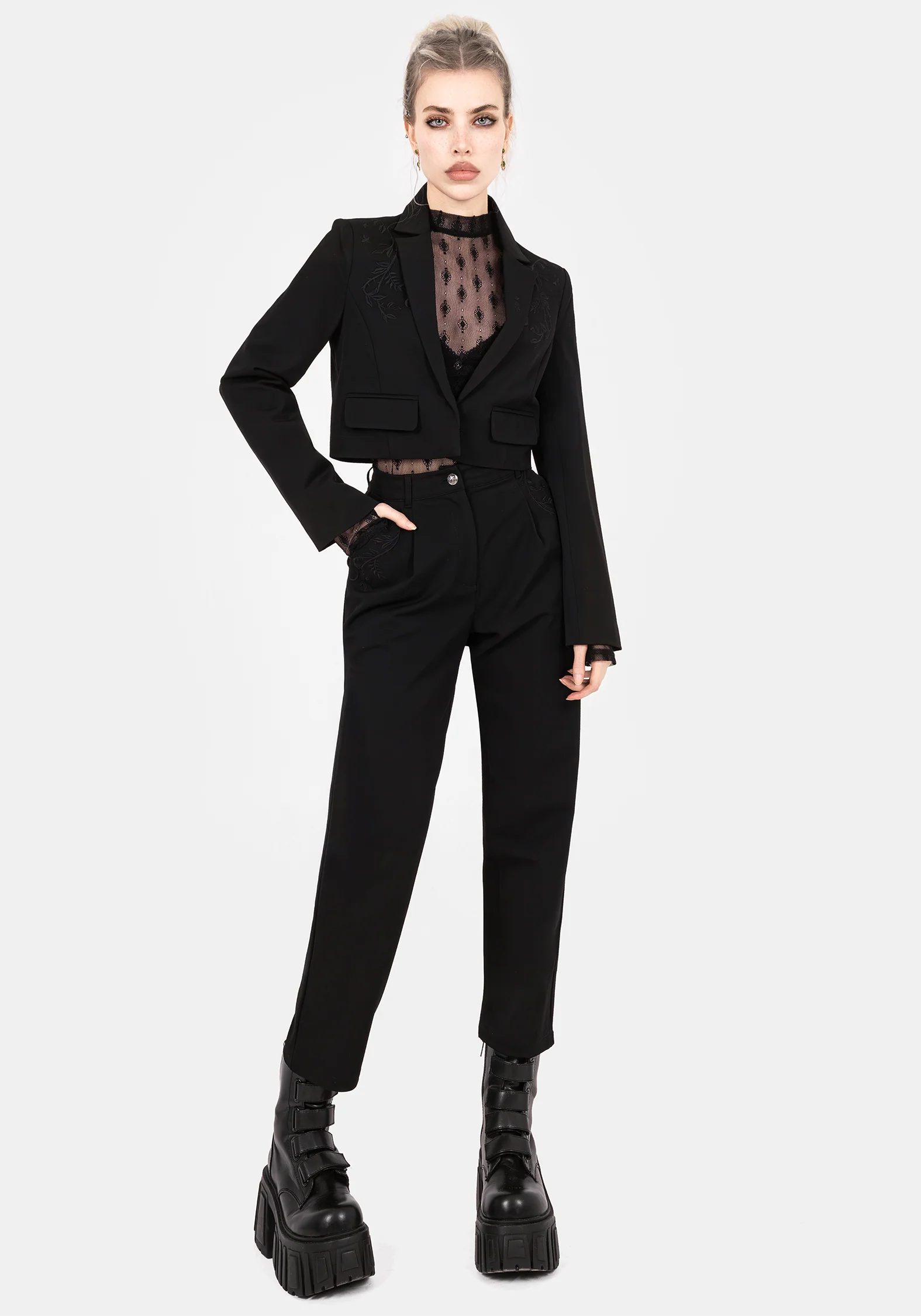 Mona Embroidered Crop Blazer - Image 7