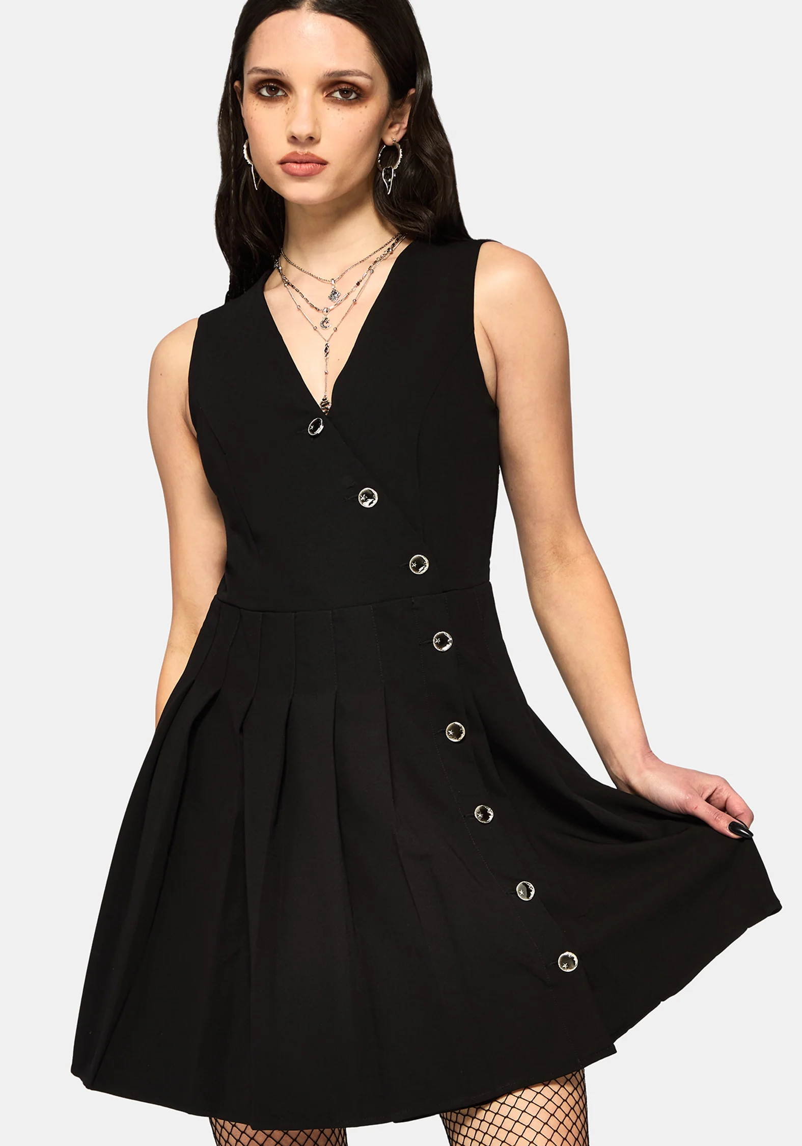 Moonage Asymmetric Sleeveless Mini Dress - Image 4