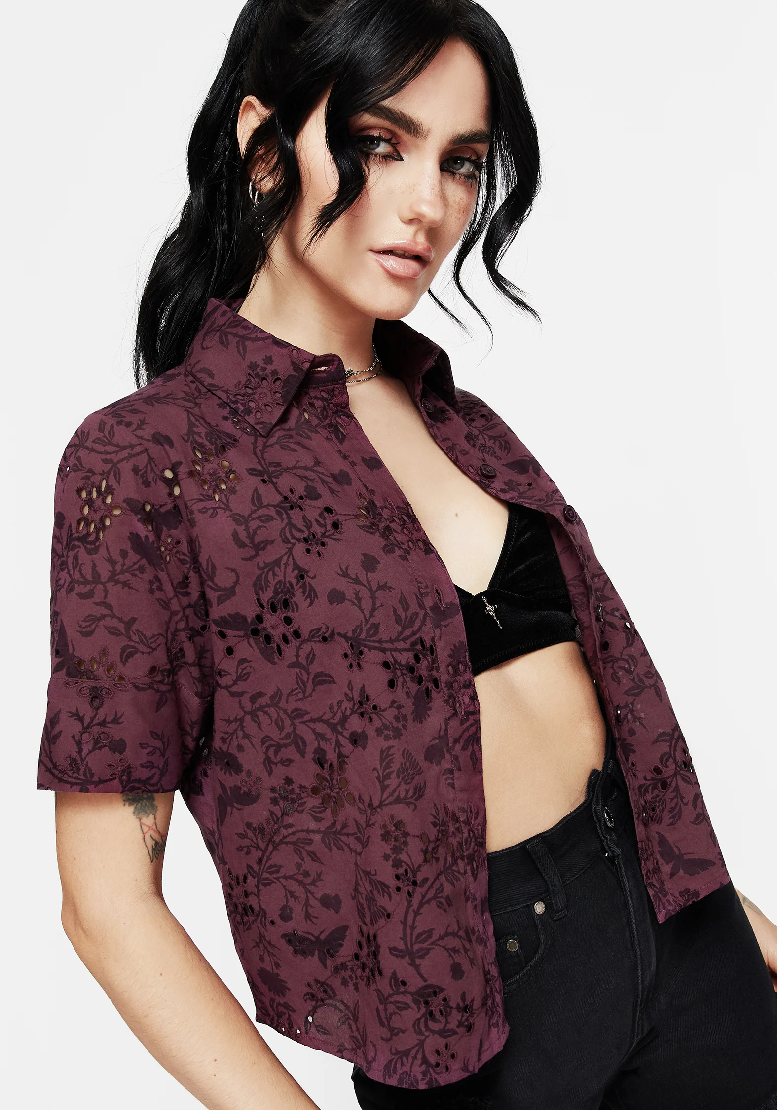 Morgana Cotton Broderie Button Up Shirt