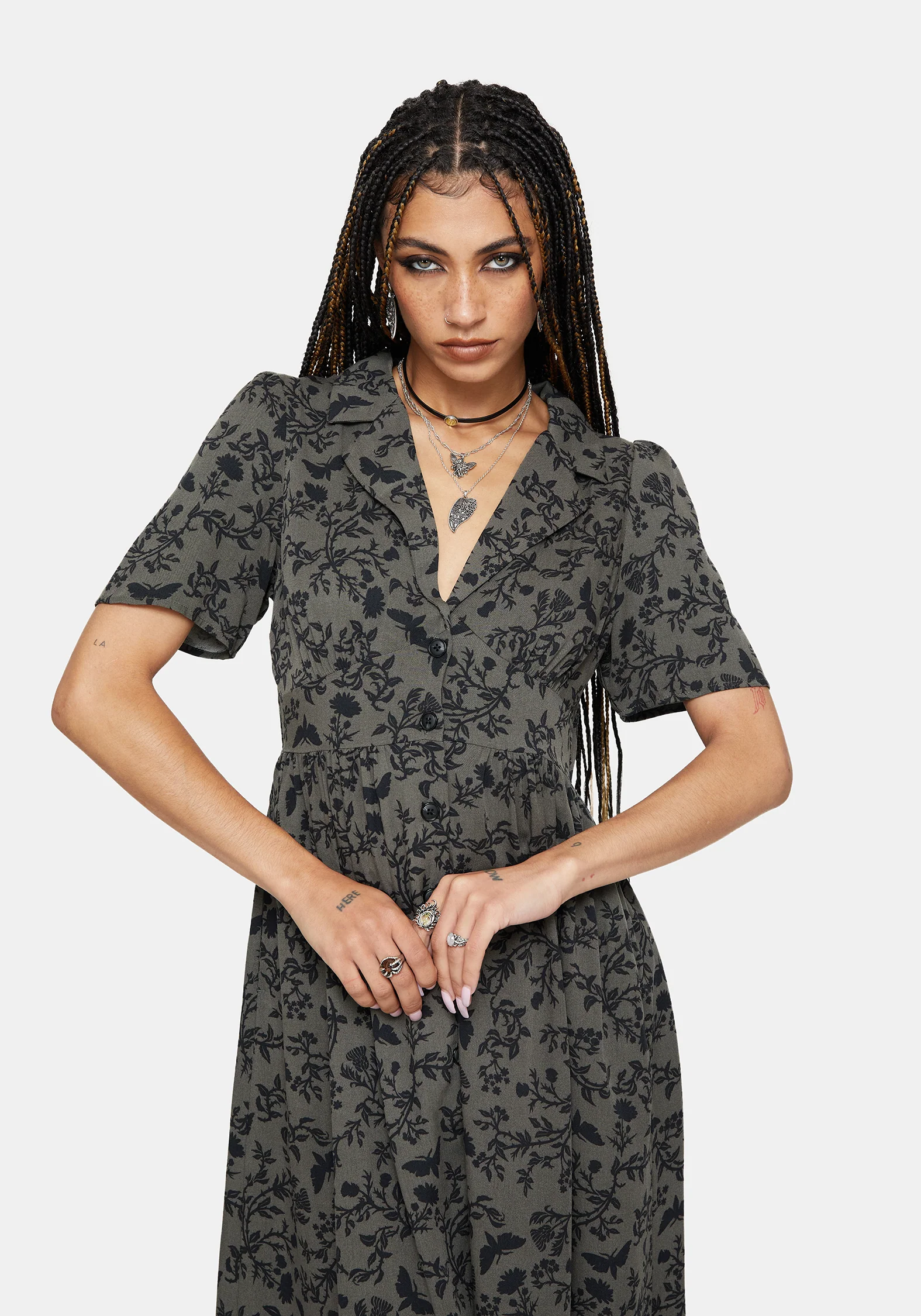 Morgana Midi Shirt Dress - Green - Image 3