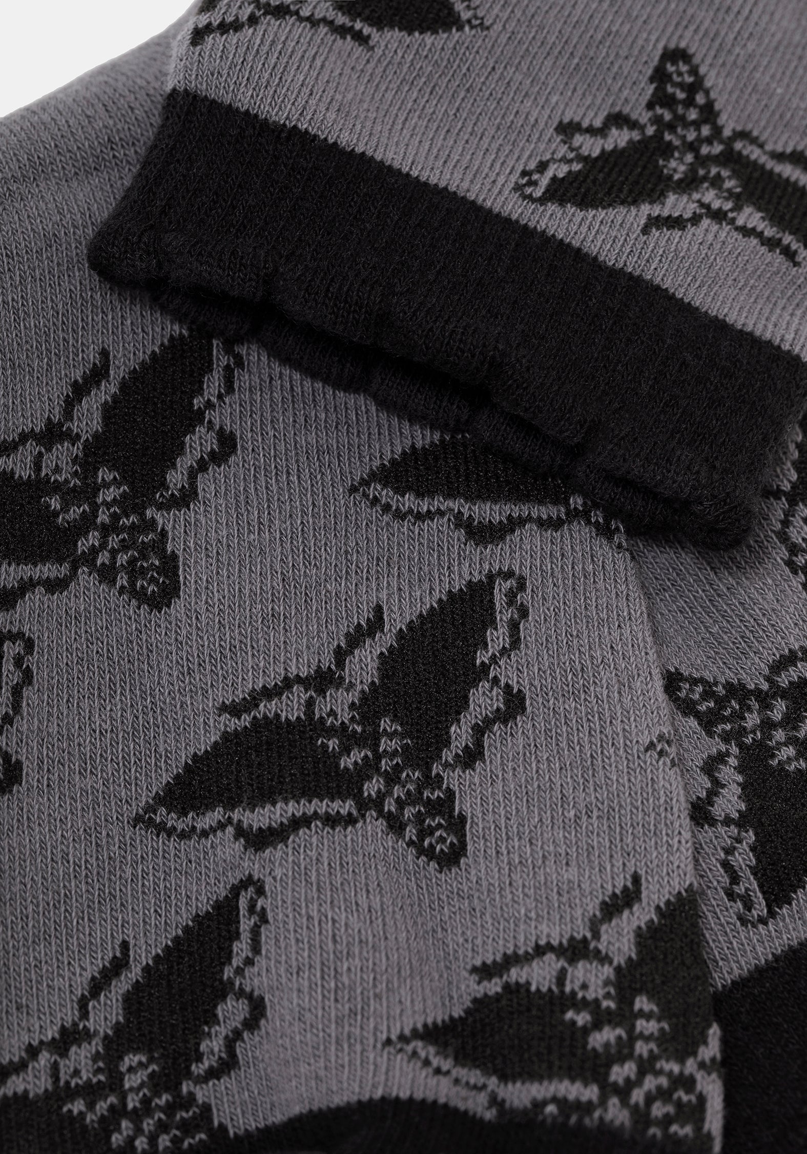 Mortmoth Jacquard Knit Socks - Black - Image 2