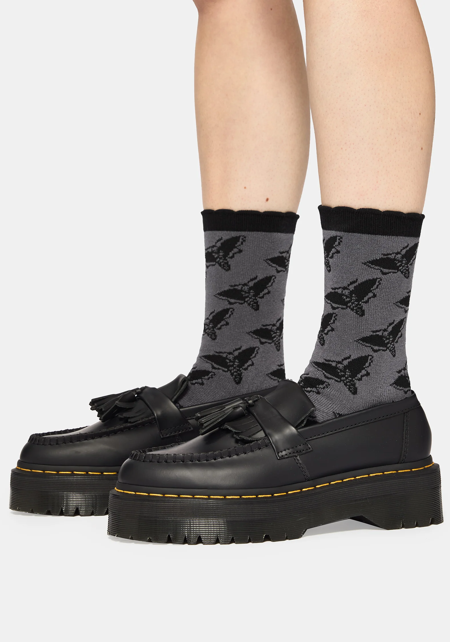 Mortmoth Jacquard Knit Socks - Black - Image 5