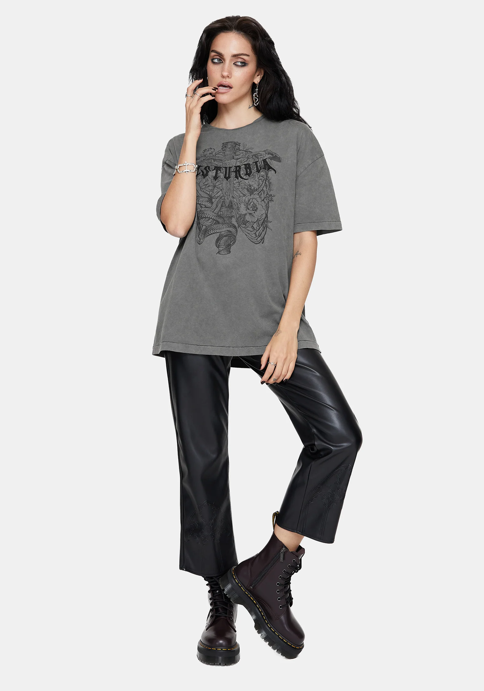 Neikea Ribcage Graphic Oversized Cotton T-Shirt - Image 5