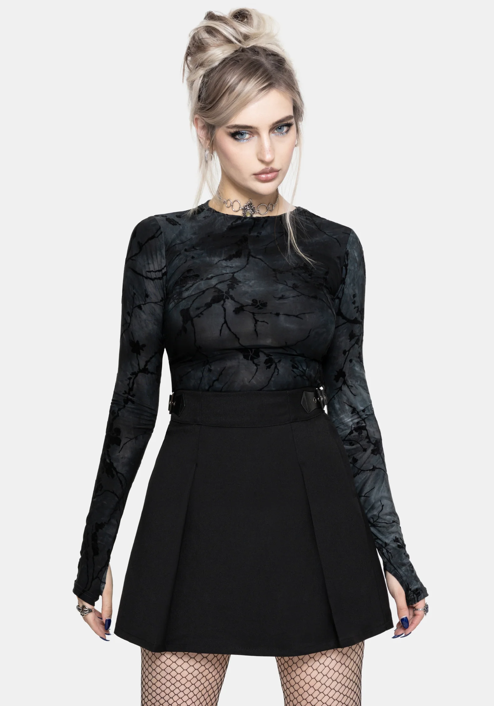 Nightingale Black Pleated Mini Skirt - Image 4