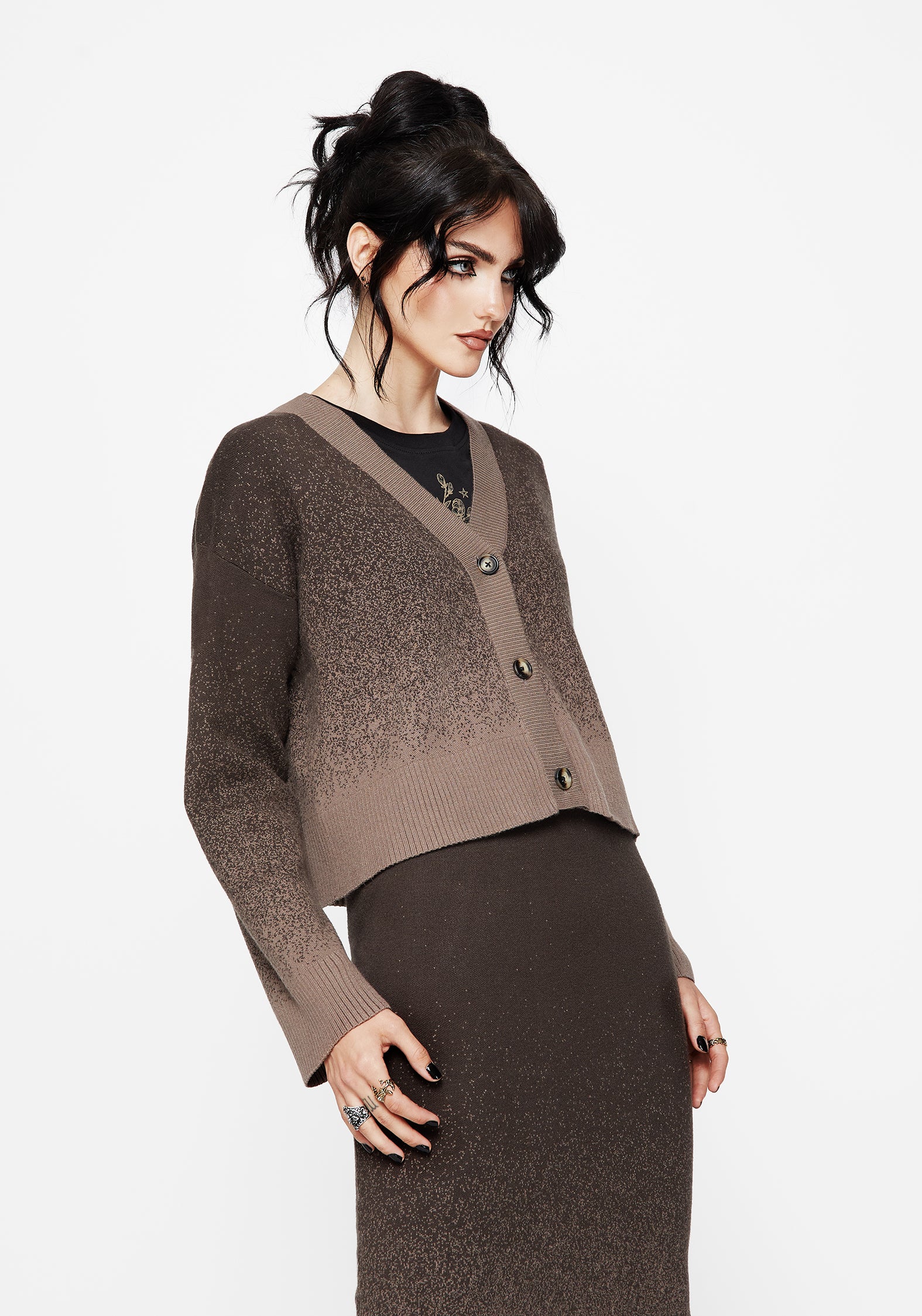 Nightjar Ombre Knit Cardigan - Taupe - Image 4