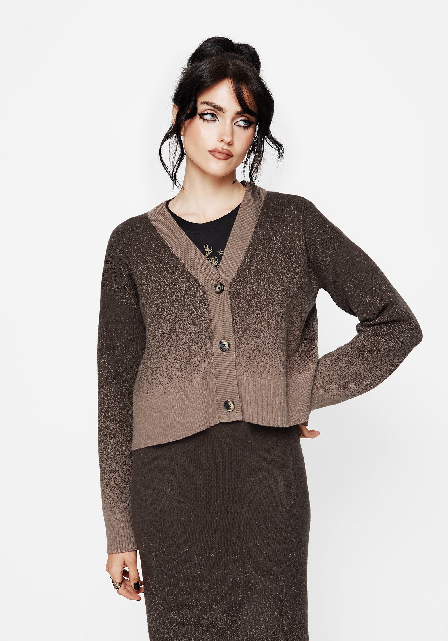 Nightjar Ombre Knit Cardigan - Taupe - Image 6