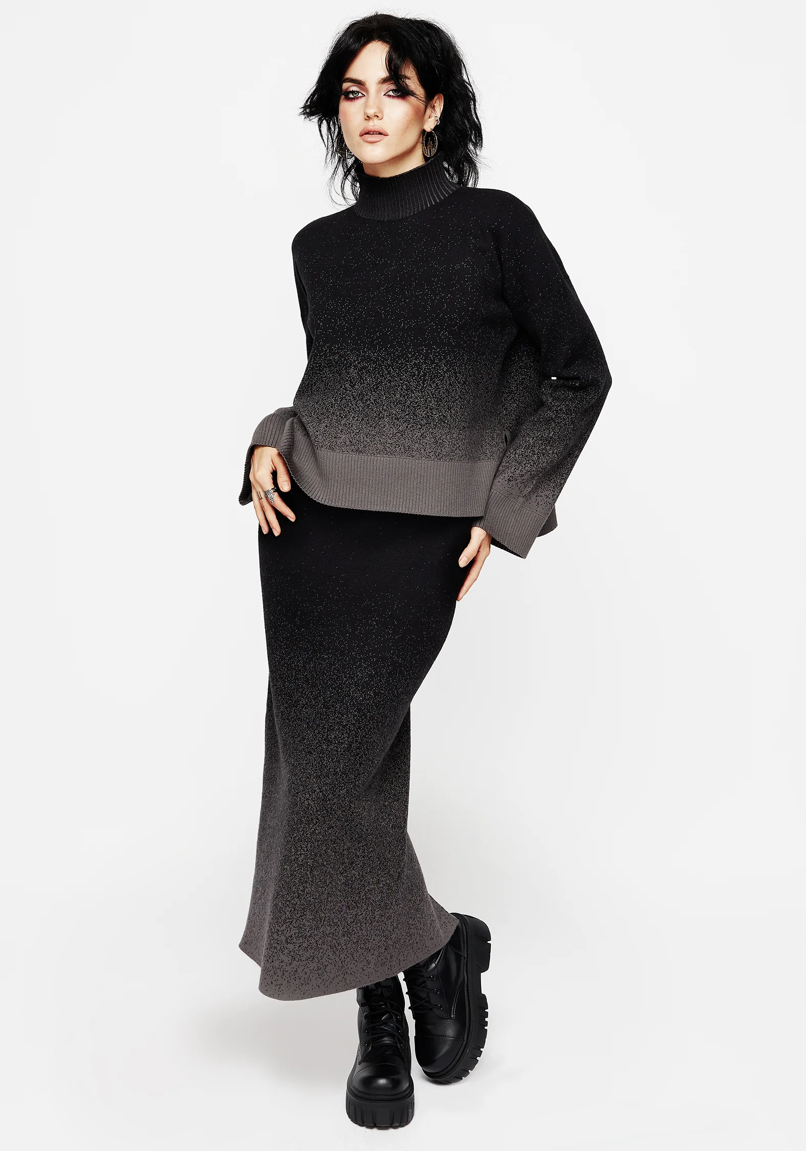 Nightjar Ombre Knit Mermaid Maxi Skirt - Image 5