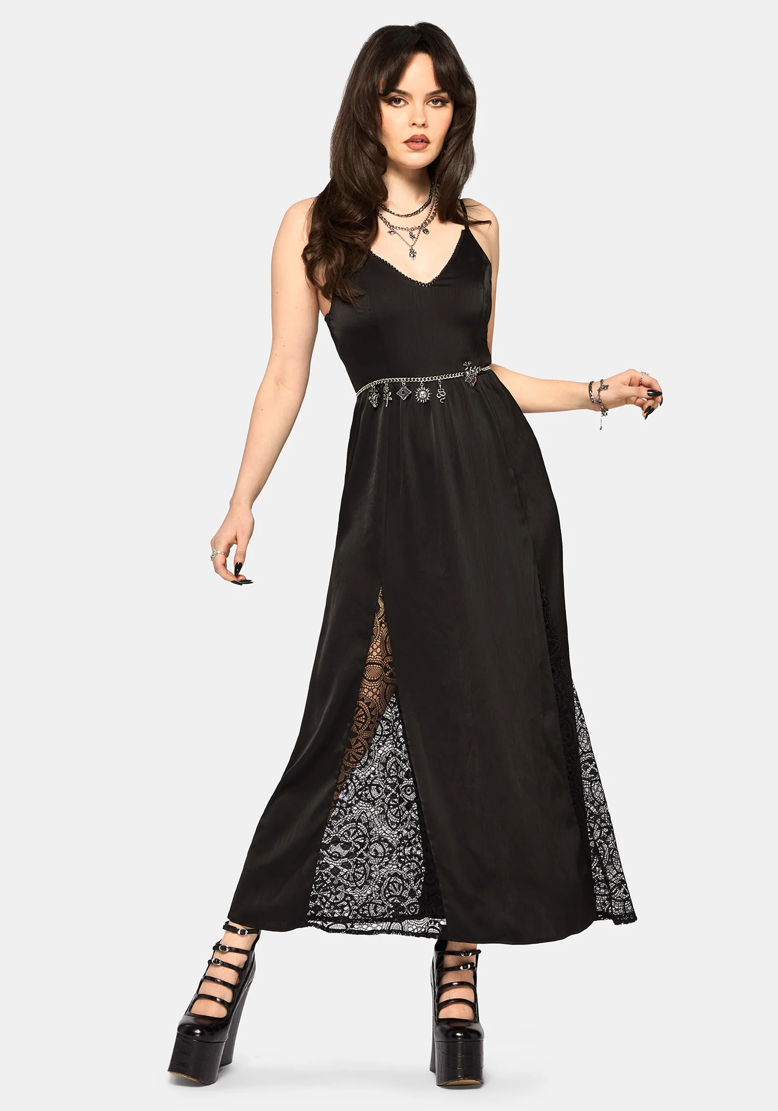 Nite Lace Godet Cami Maxi Dress - Image 4