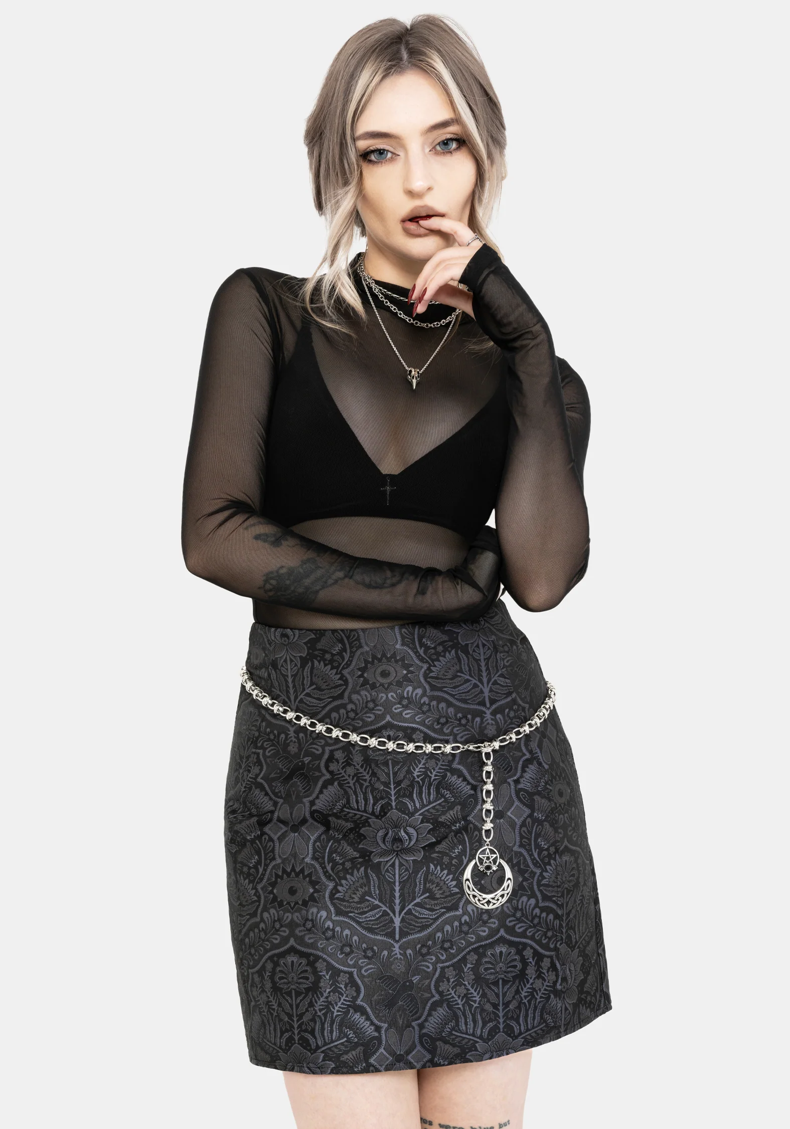 Nocturna Jacquard A Line Mini Skirt - Image 4
