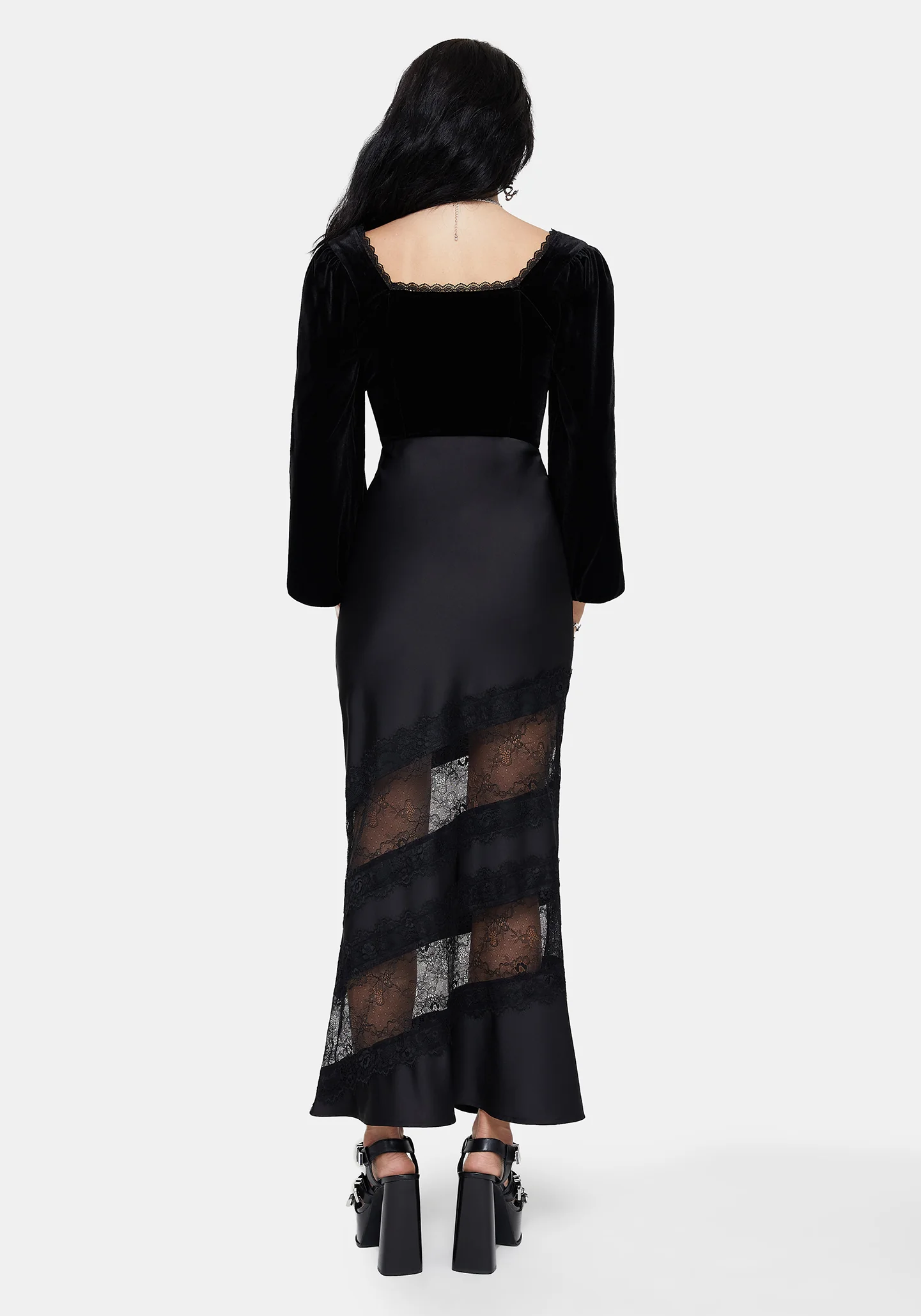 Onyx Lace Cut Out Maxi Skirt - Image 3
