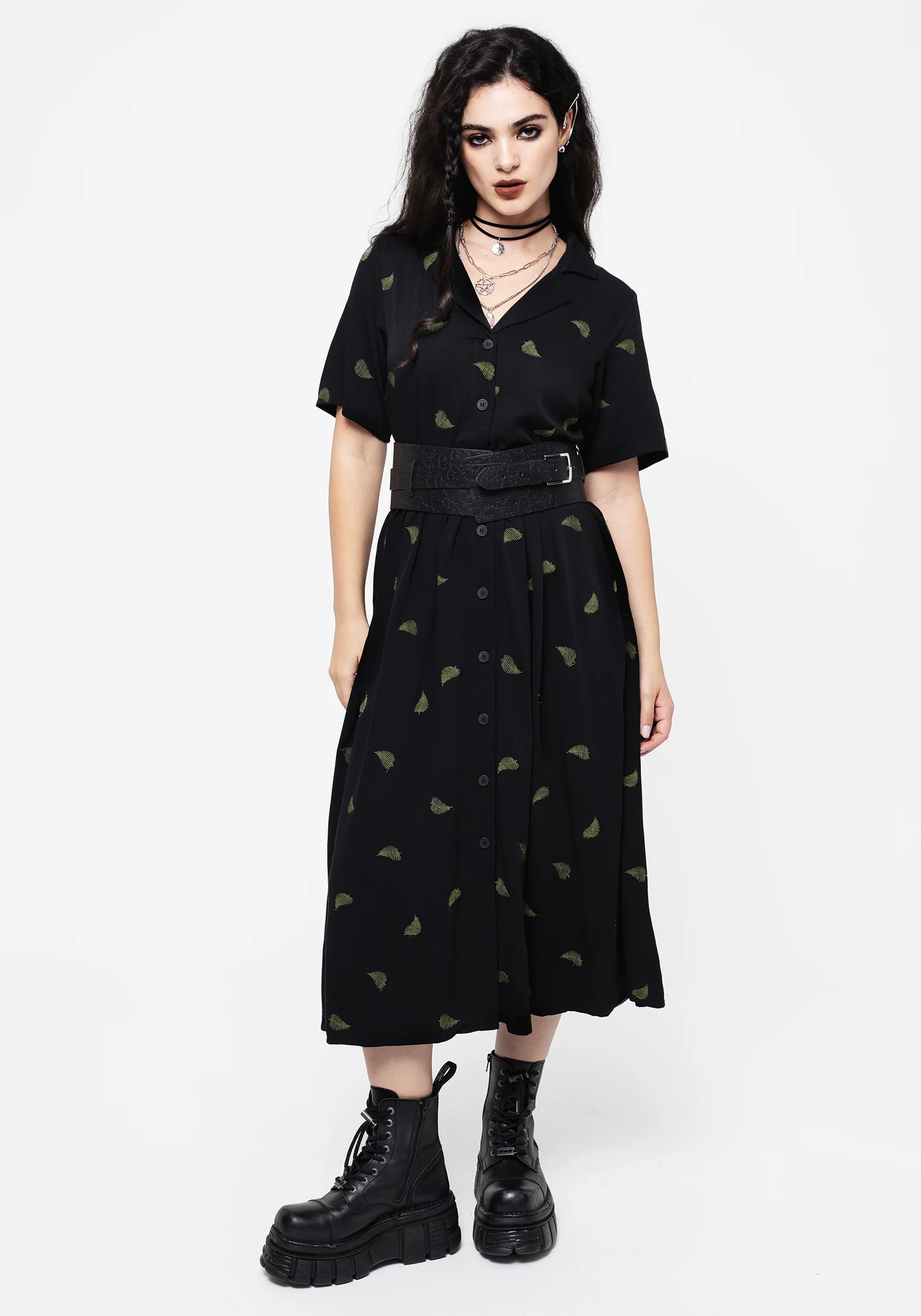 Osmunda Fern Embroidered Midi Shirt Dress - Image 6