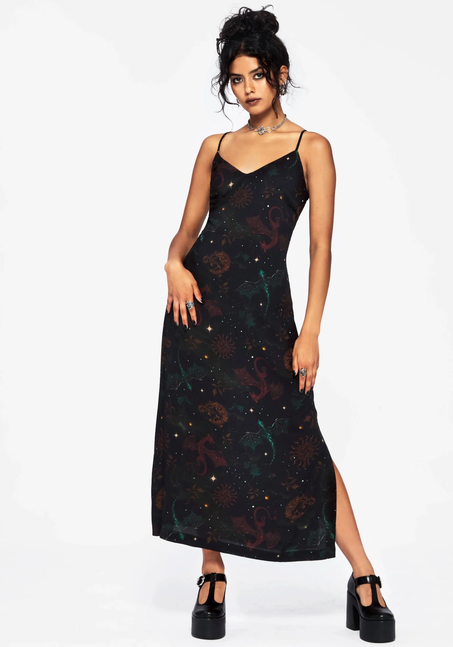 Phoenix Dragon Printed Cami Midi Dress - Image 4