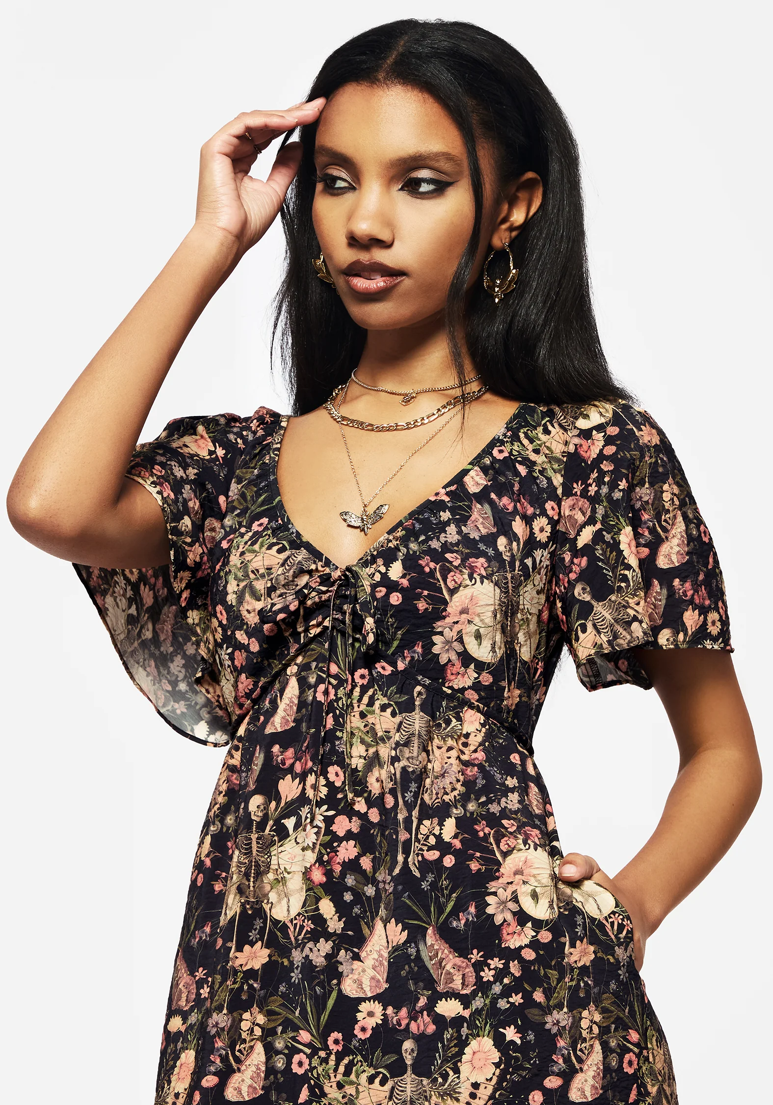 Pixie Floral Print Tie Front Maxi Dress - Image 2