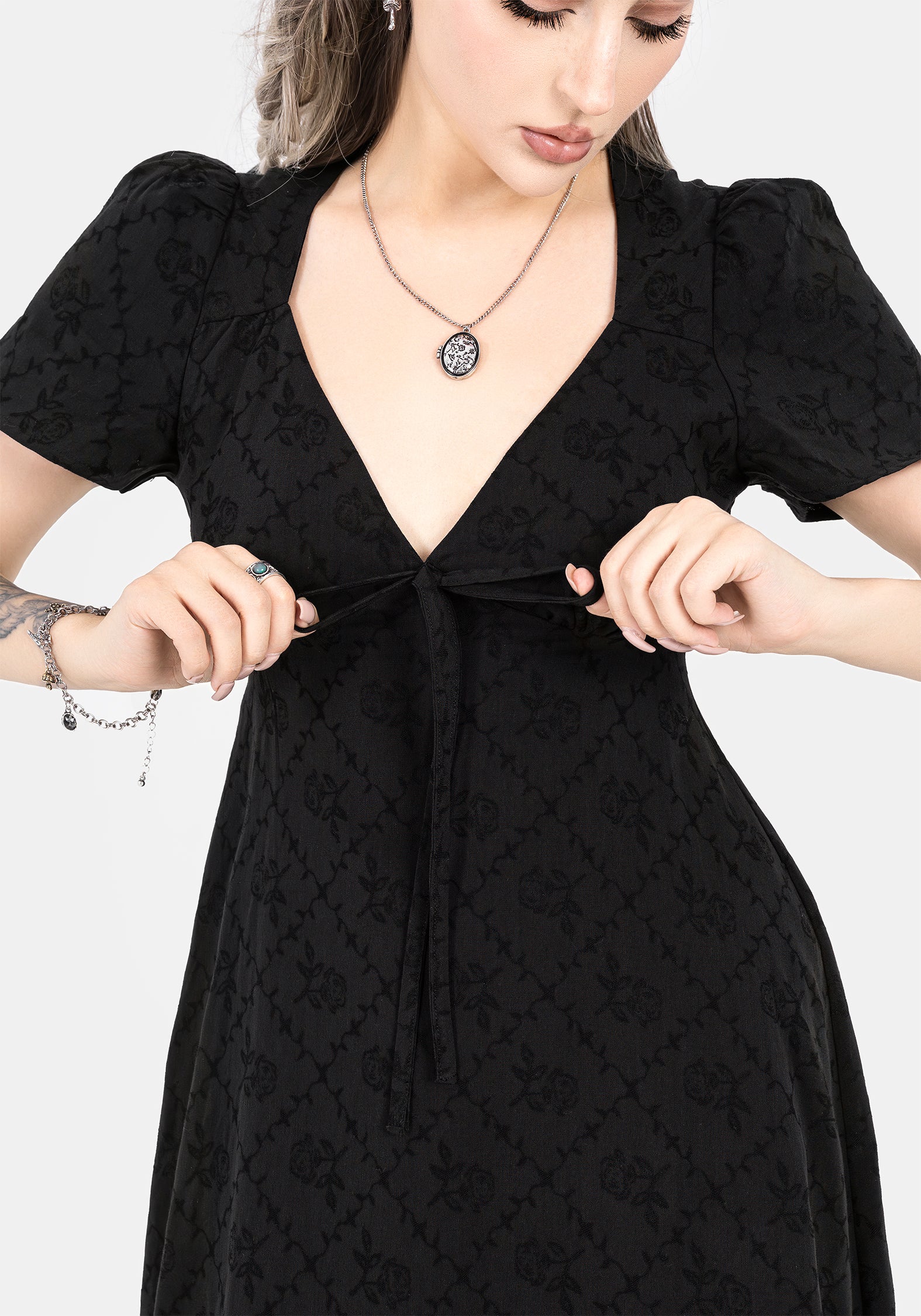 Polgara Floral Jacquard Midaxi Dress - Image 2