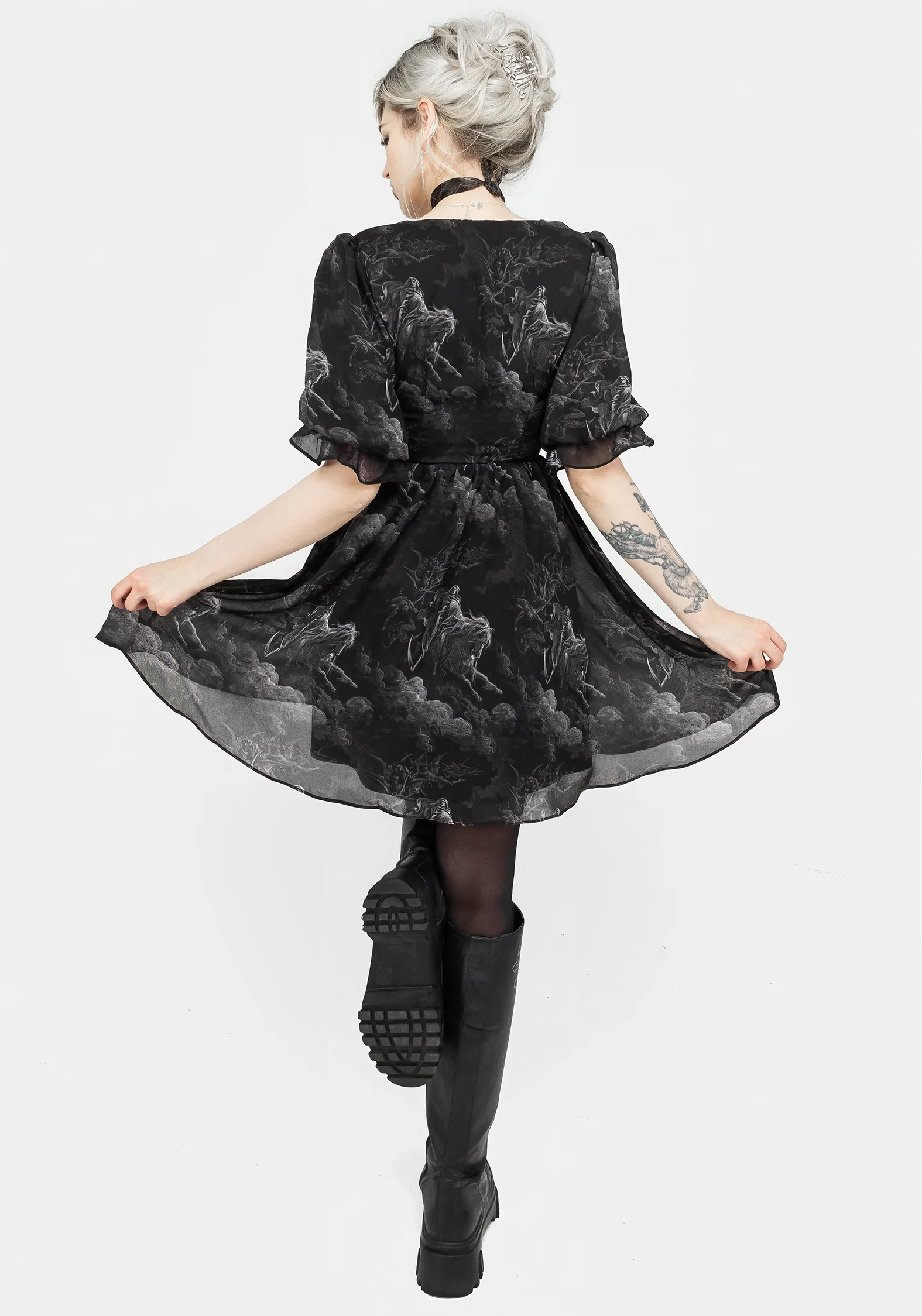 Revelation Chiffon Puff Sleeve Mini Dress - Image 3