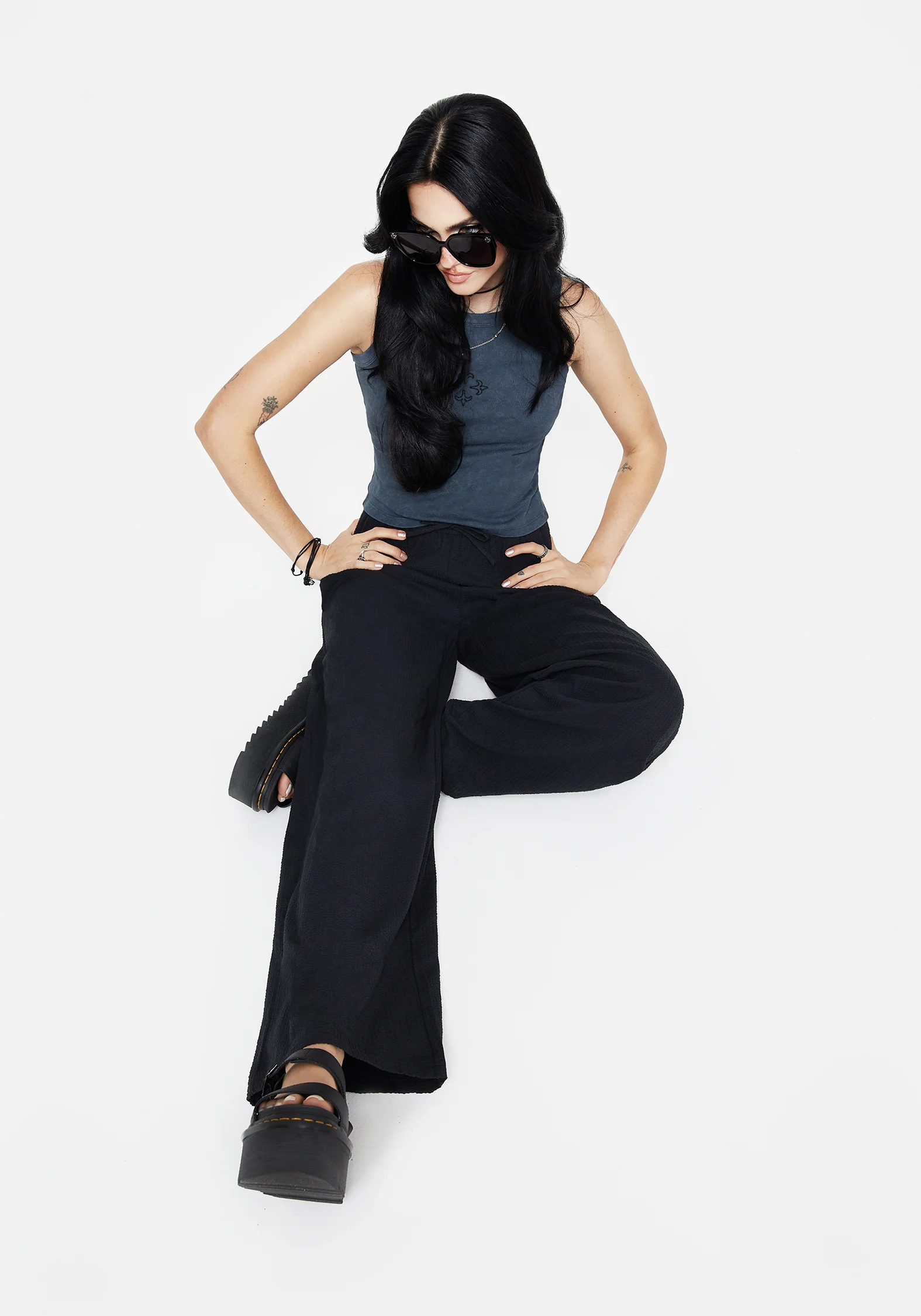 Rian Seersucker Straight Leg Trousers - Image 7