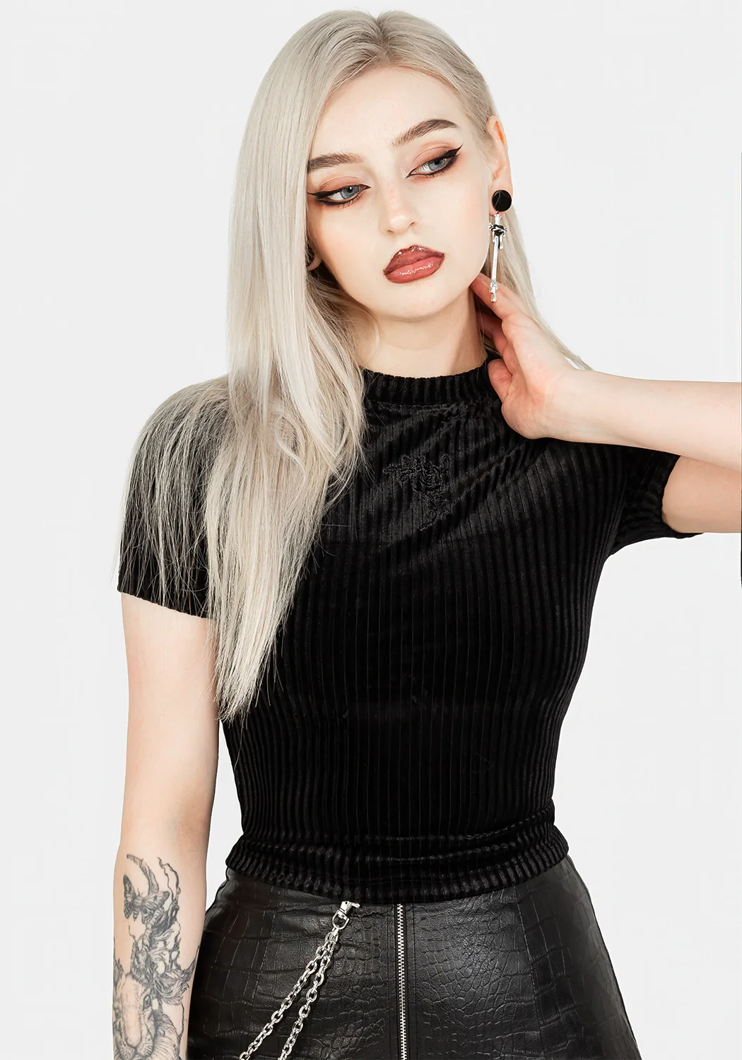 Rosaline Velour Rib Crop Top - Image 7