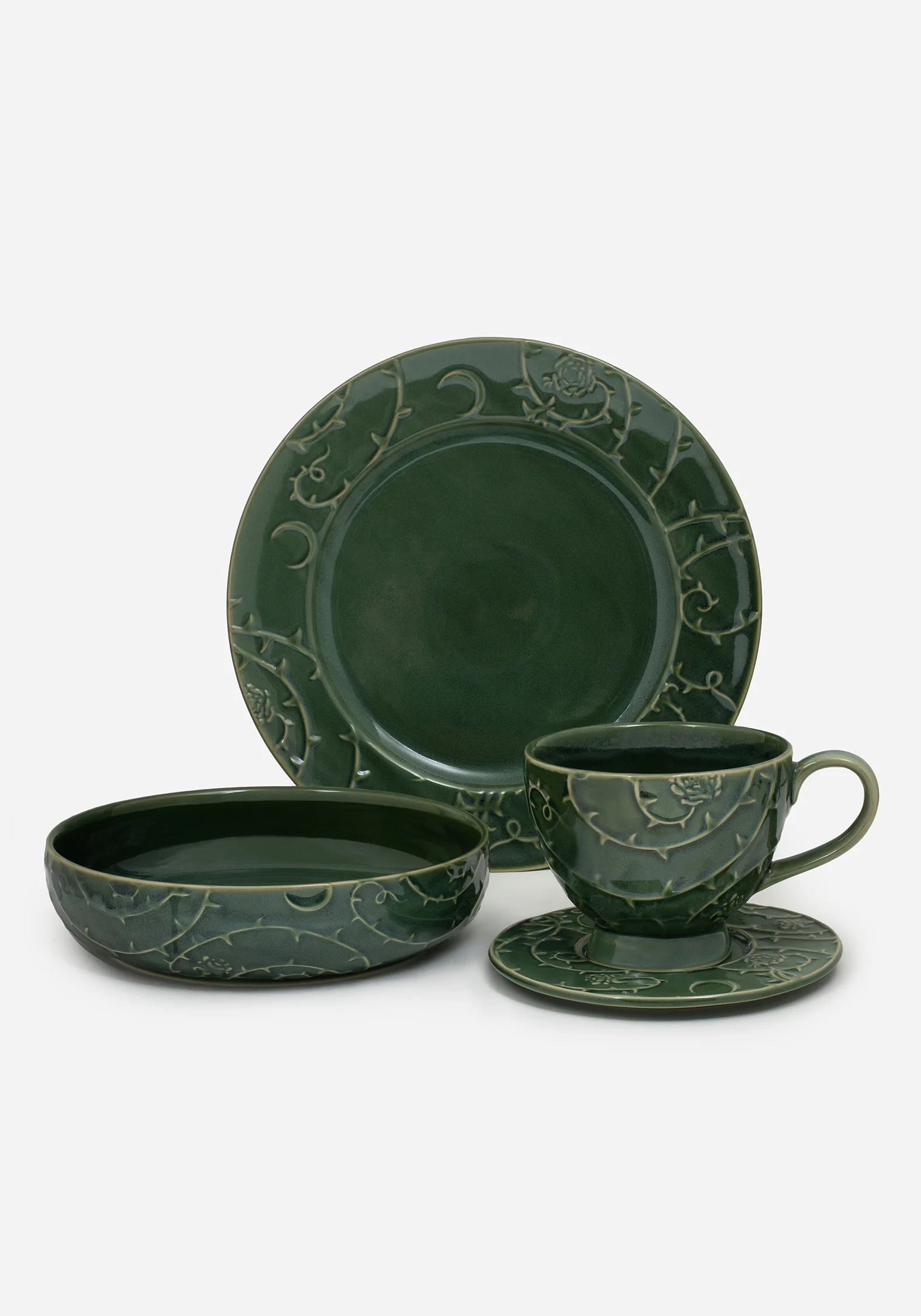 Rosethorn Floral Embossed Cup and Saucer Set - Image 7
