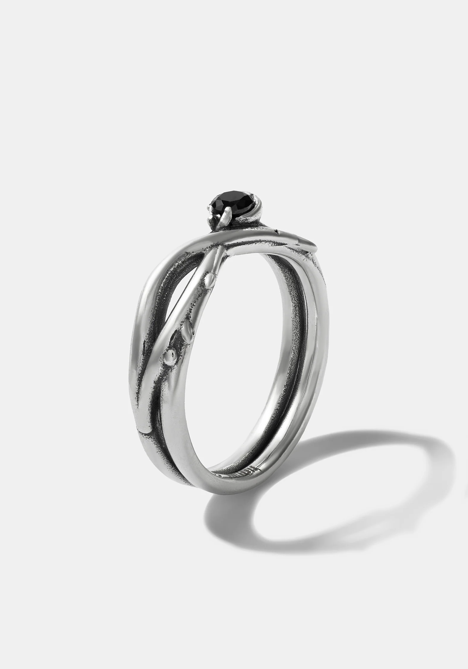 Rosethorn Sterling Silver Black Spinel Band - 4.5mm