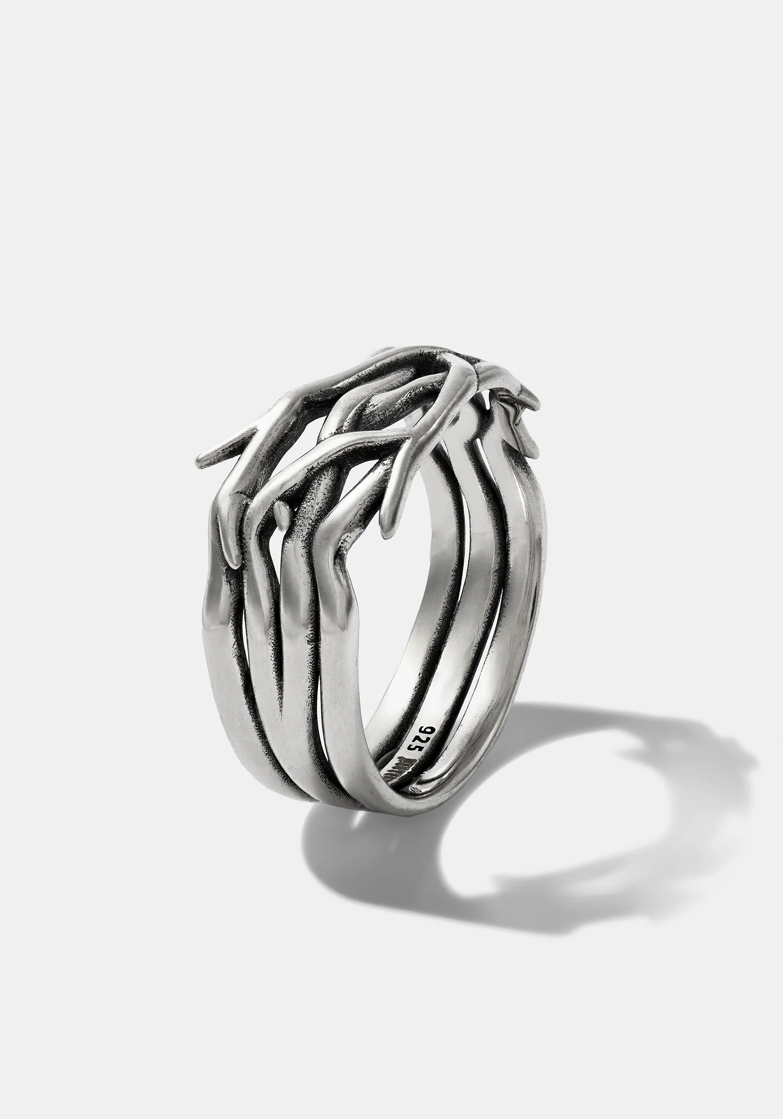 Rosethorn Sterling Silver Black Spinel Band - 9mm
