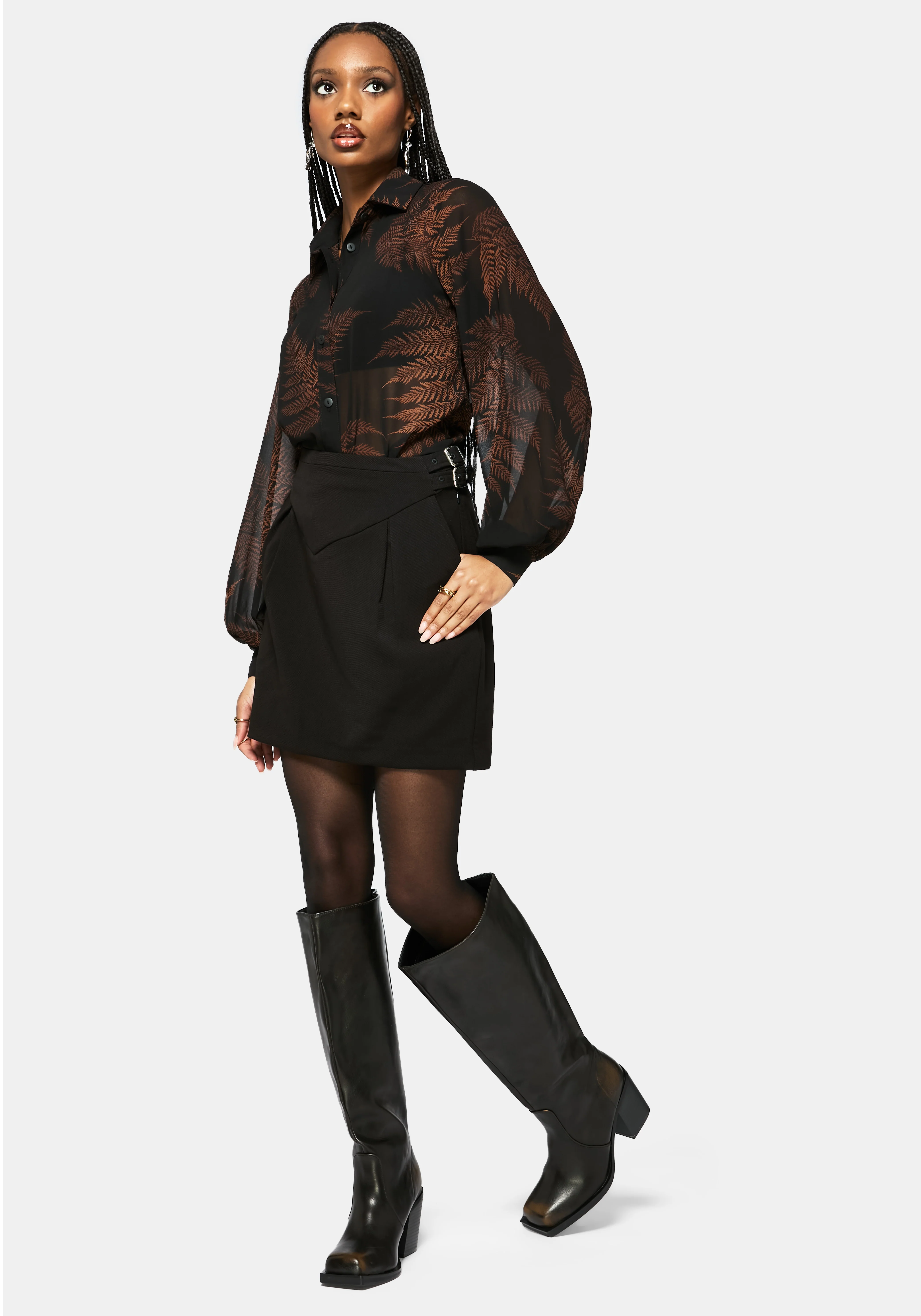 Ruin Fern Print Chiffon Shirt - Image 5