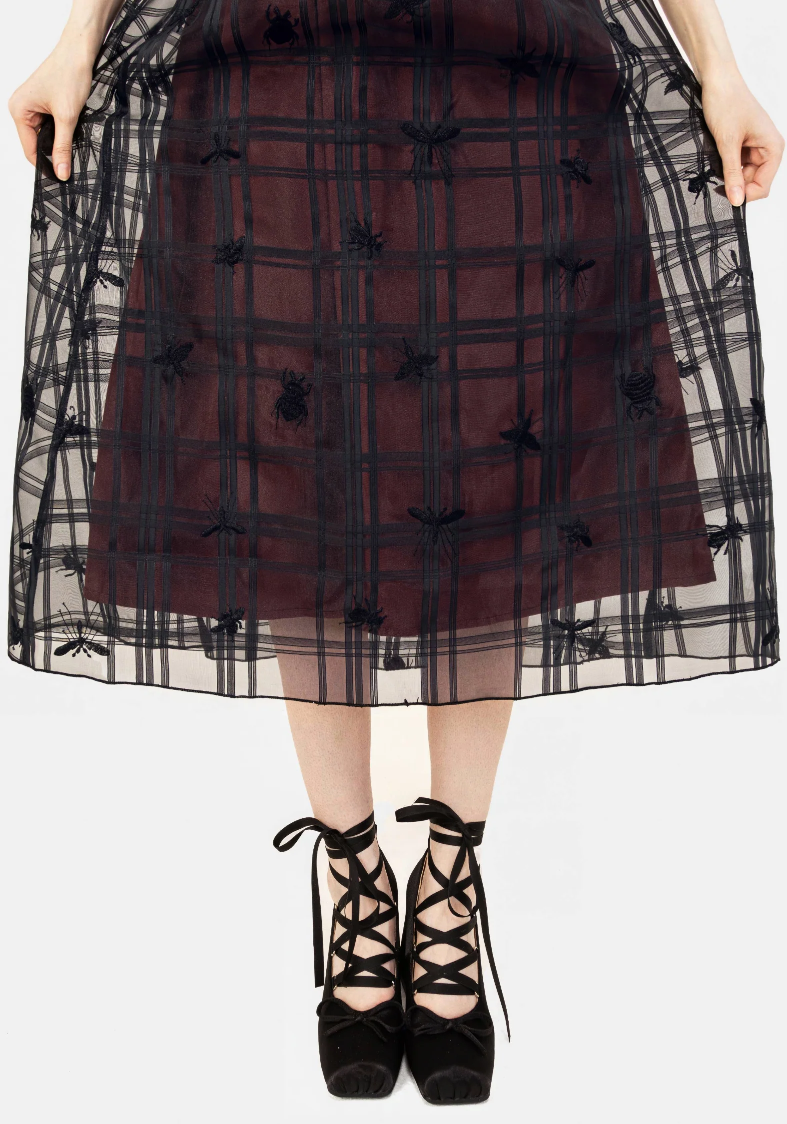 Sedona Organza Check Embroidered Midaxi Skirt - Image 5