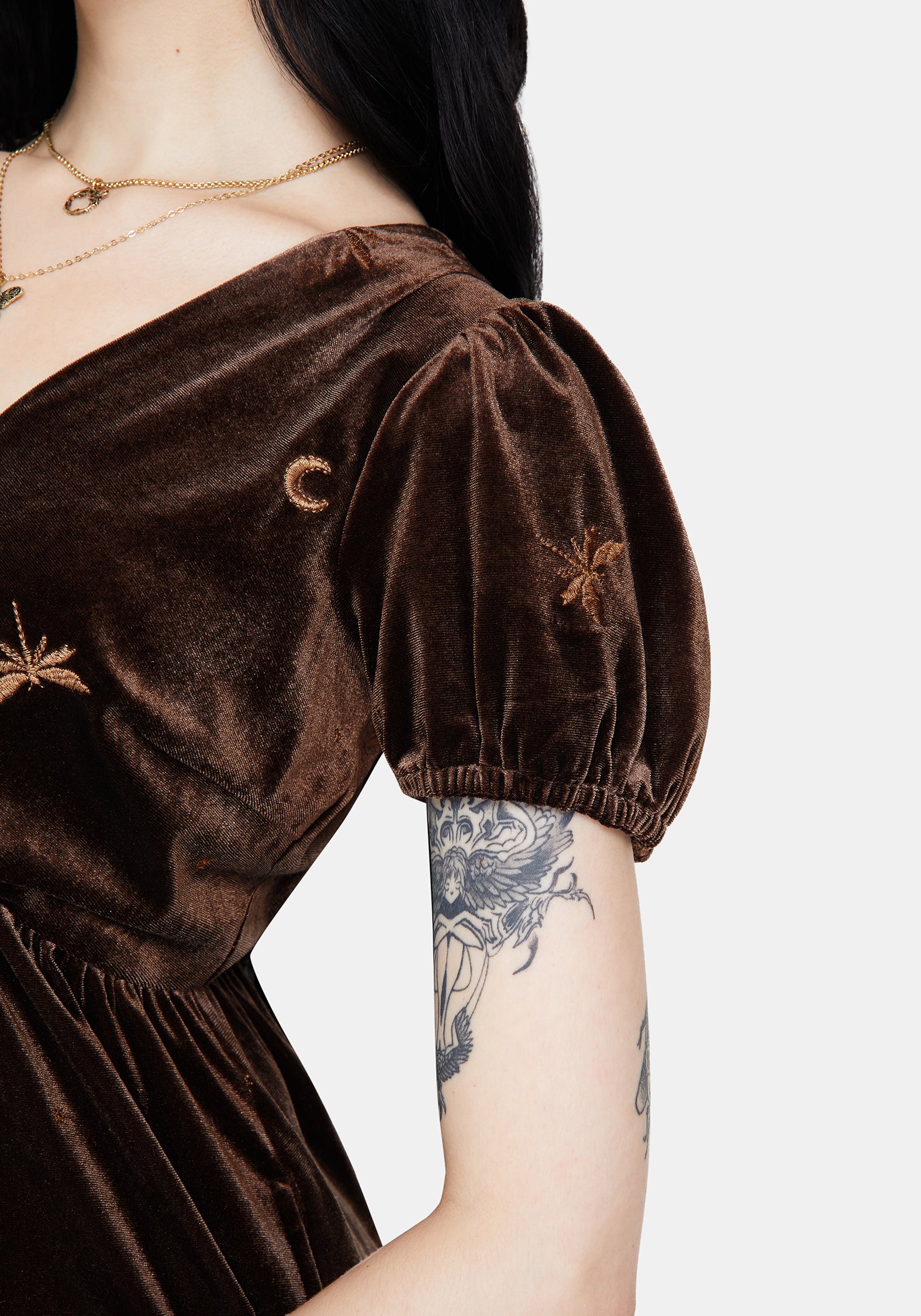 Seraphine Dragonfly Embroidered Velour Mini Dress - Image 5