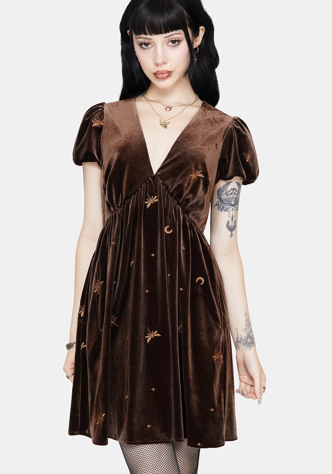 Seraphine Dragonfly Embroidered Velour Mini Dress - Image 6