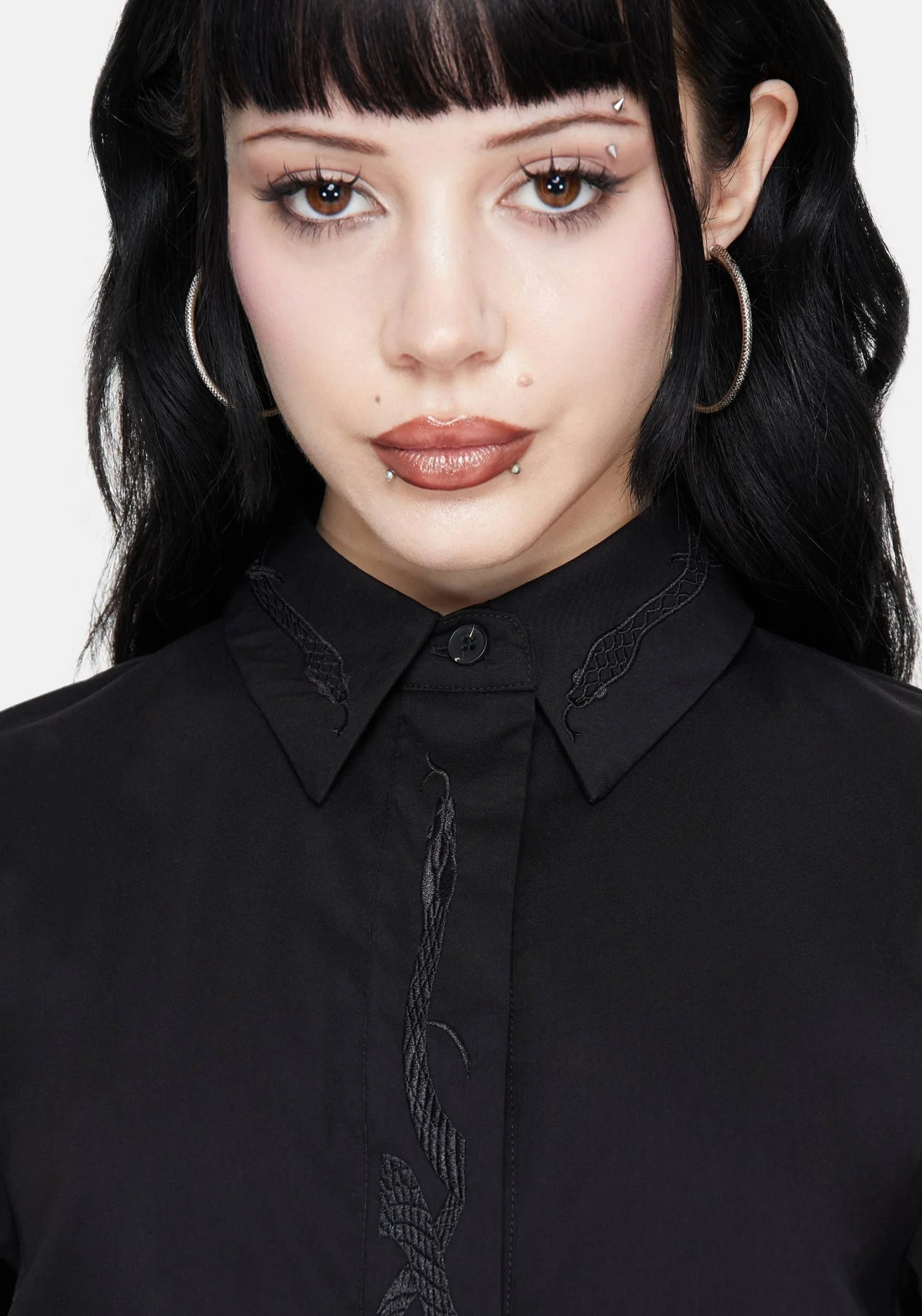Shadowbane Long Sleeve Button Up Snake Detail Shirt - Image 2