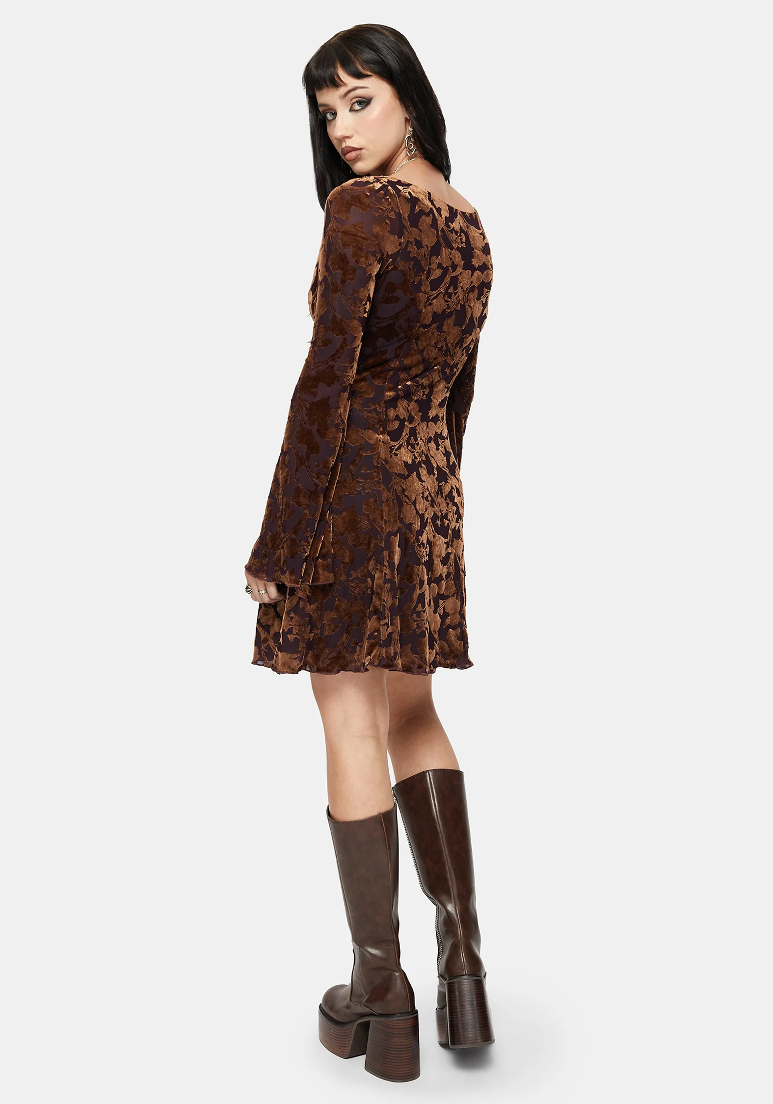Sienna Devore Cowl Lettuce Hem Mini Dress - Image 6