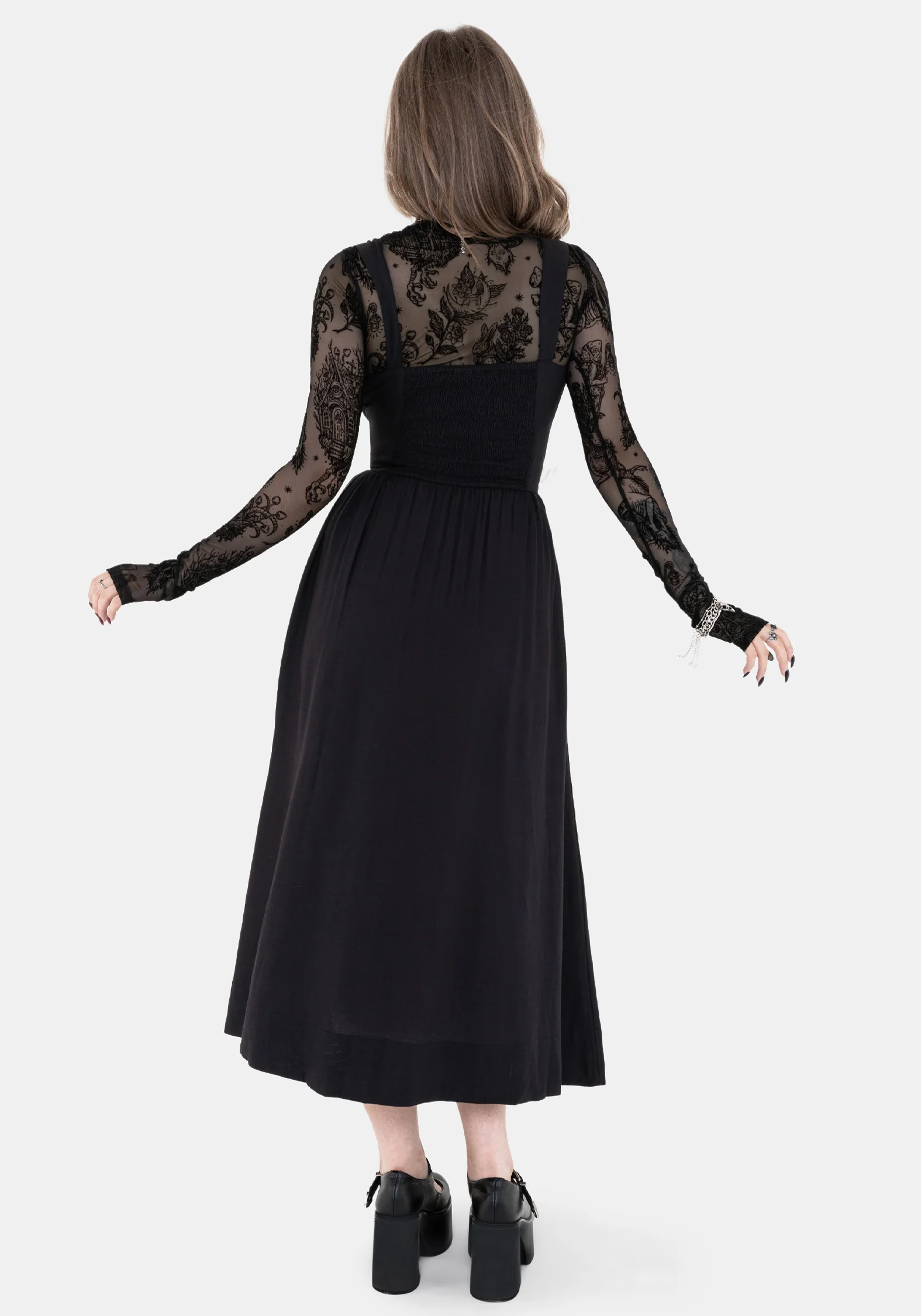Skye Shirred Back Midaxi Dress - Black - Image 3