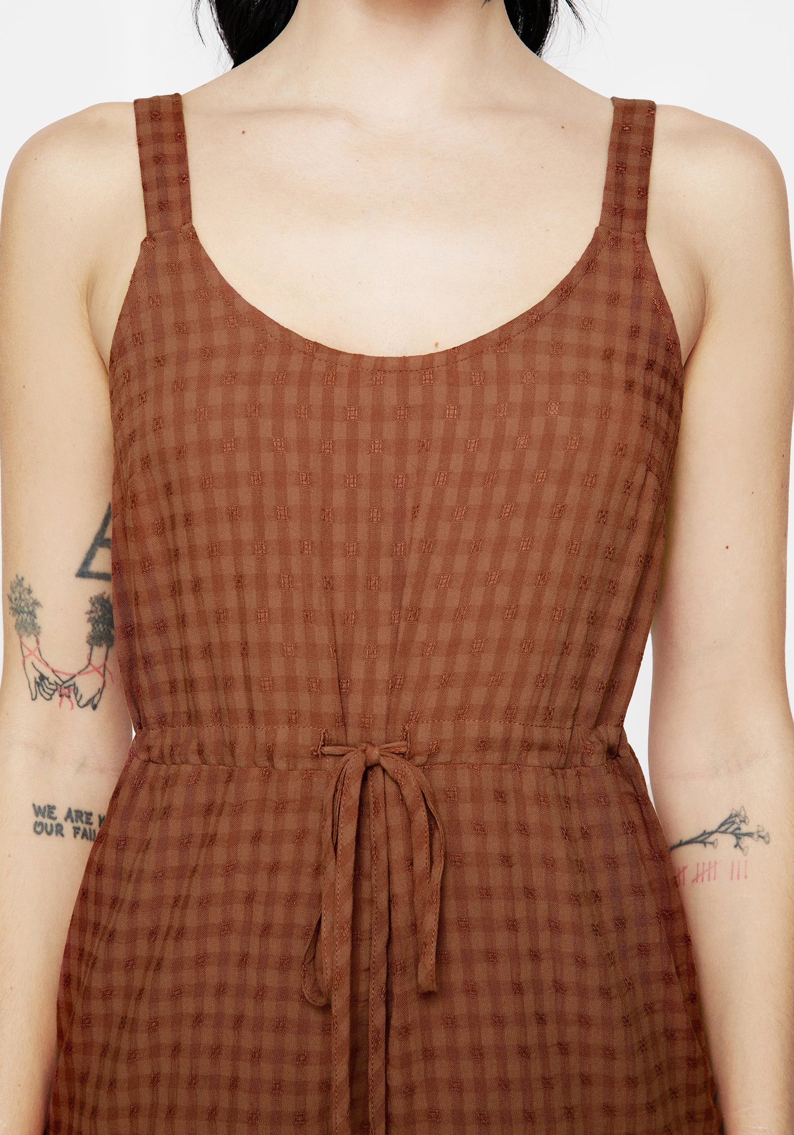 Soleil Cotton-Blend Check Cami Playsuit - Image 2